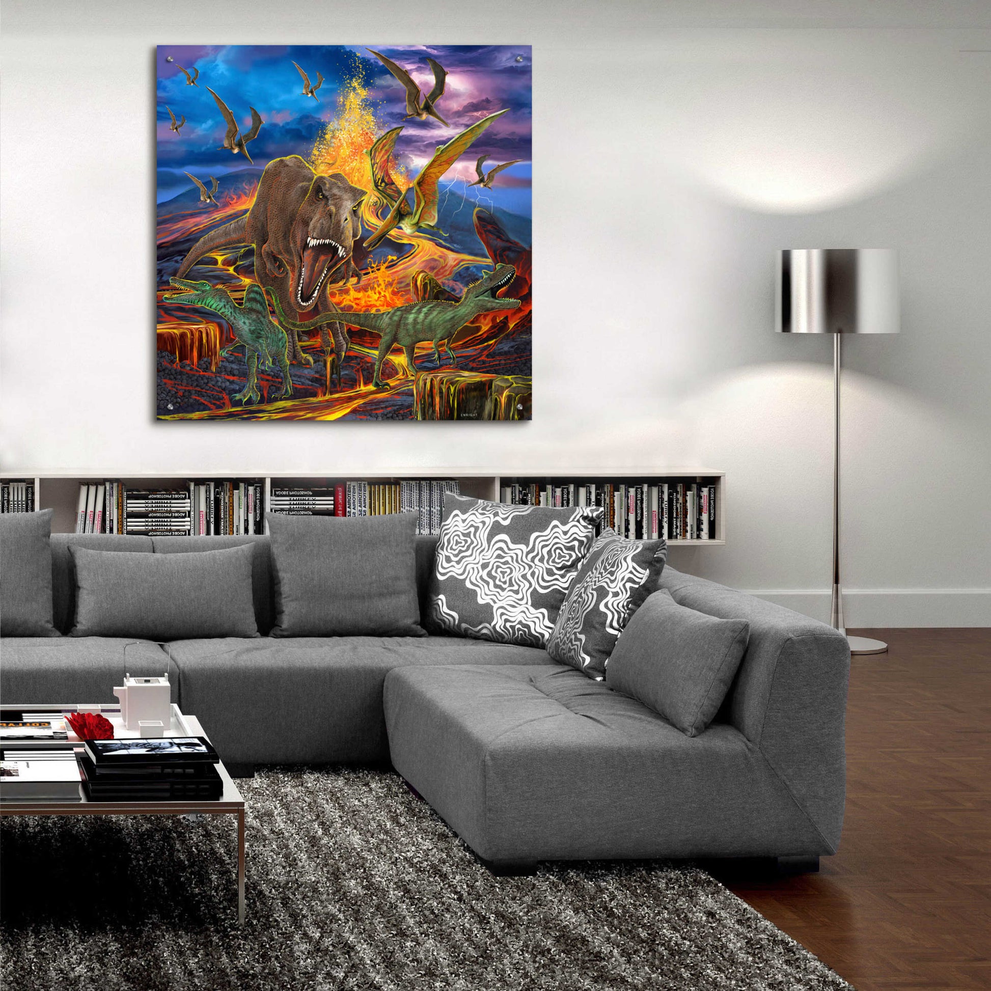 Epic Art 'Kingdom Of The Dinosaurs' by Enright, Acrylic Glass Wall Art,36x36