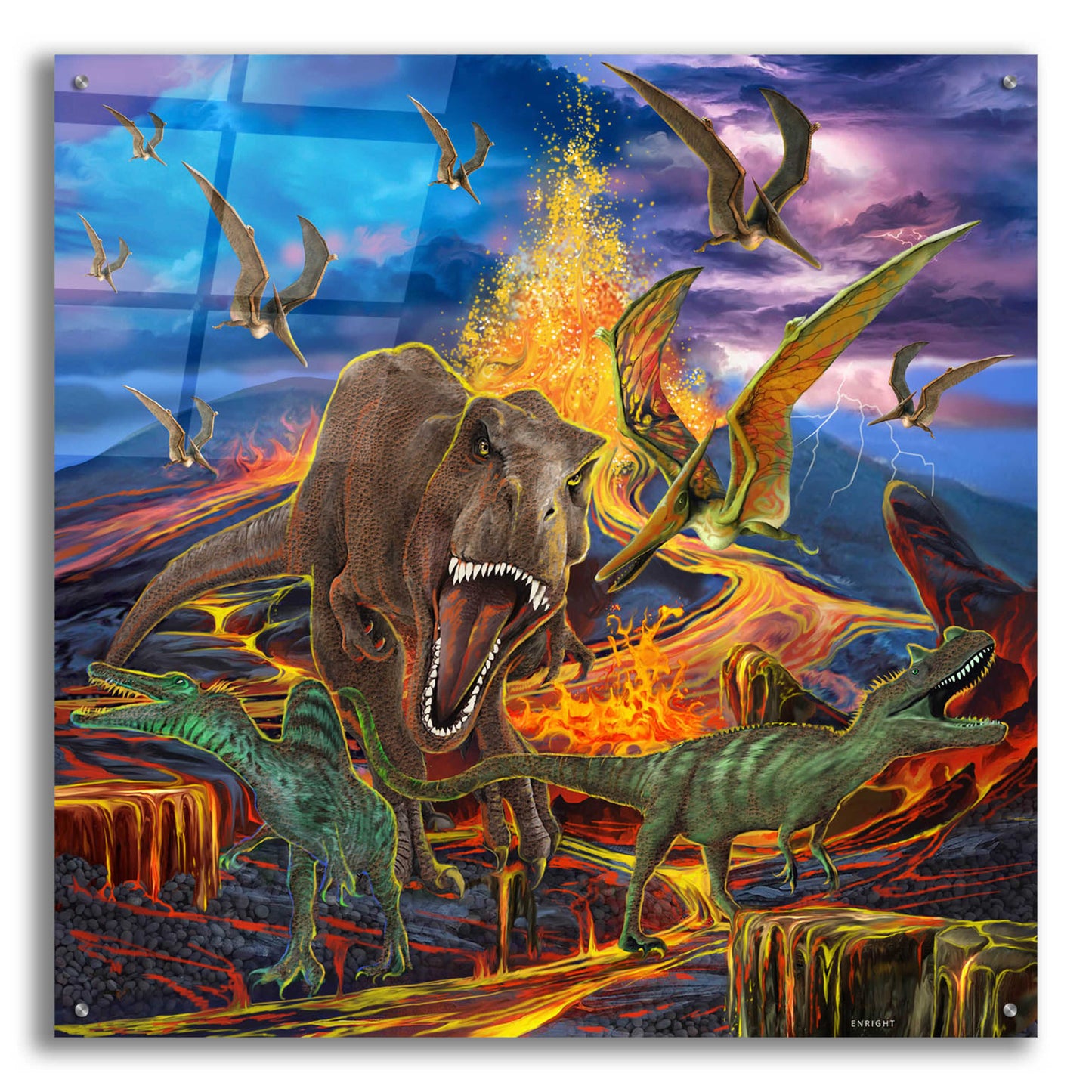 Epic Art 'Kingdom Of The Dinosaurs' by Enright, Acrylic Glass Wall Art,36x36