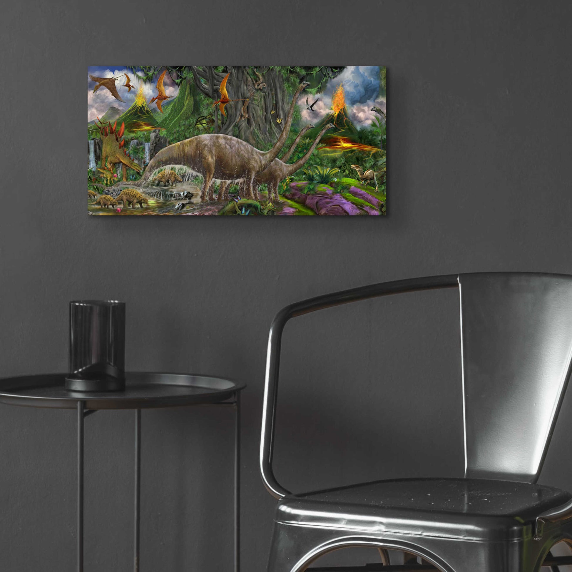 Epic Art 'Brontosaurus View' by Enright, Acrylic Glass Wall Art,24x12