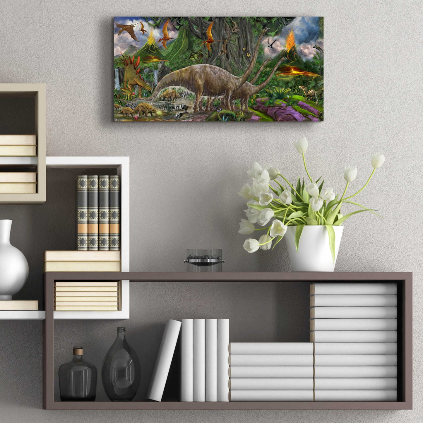 Epic Art 'Brontosaurus View' by Enright, Acrylic Glass Wall Art,24x12