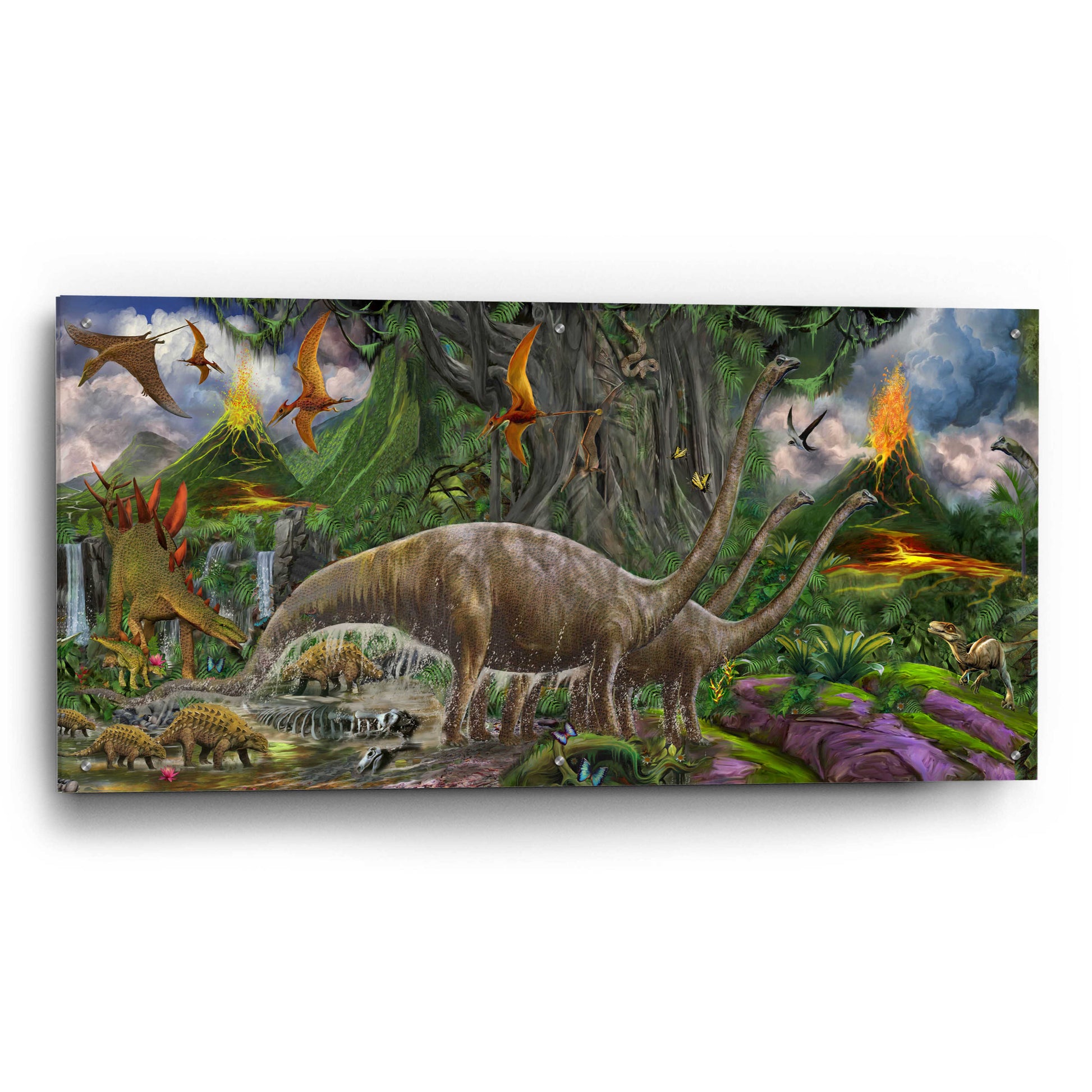 Epic Art 'Brontosaurus View' by Enright, Acrylic Glass Wall Art,48x24