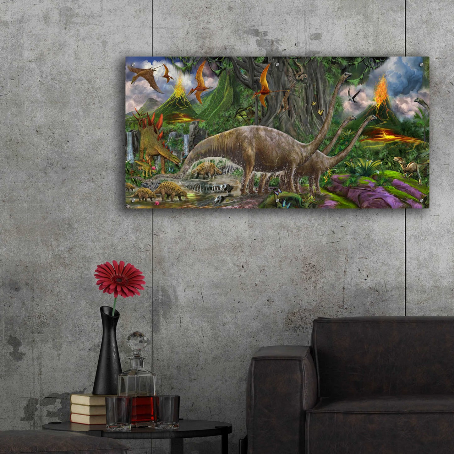 Epic Art 'Brontosaurus View' by Enright, Acrylic Glass Wall Art,48x24