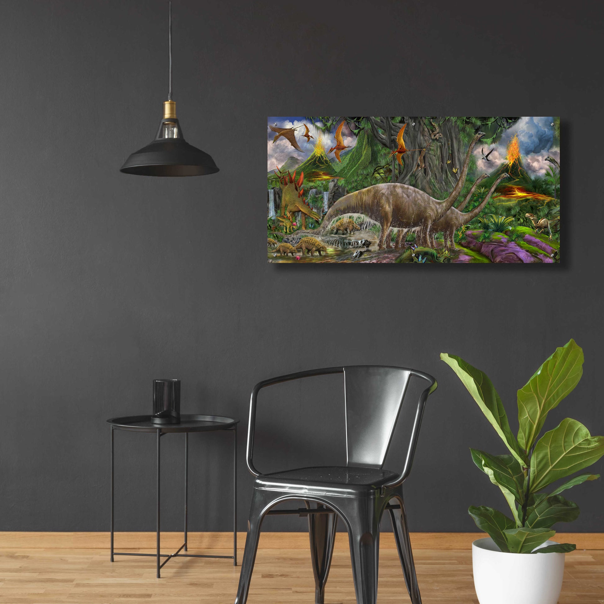 Epic Art 'Brontosaurus View' by Enright, Acrylic Glass Wall Art,48x24