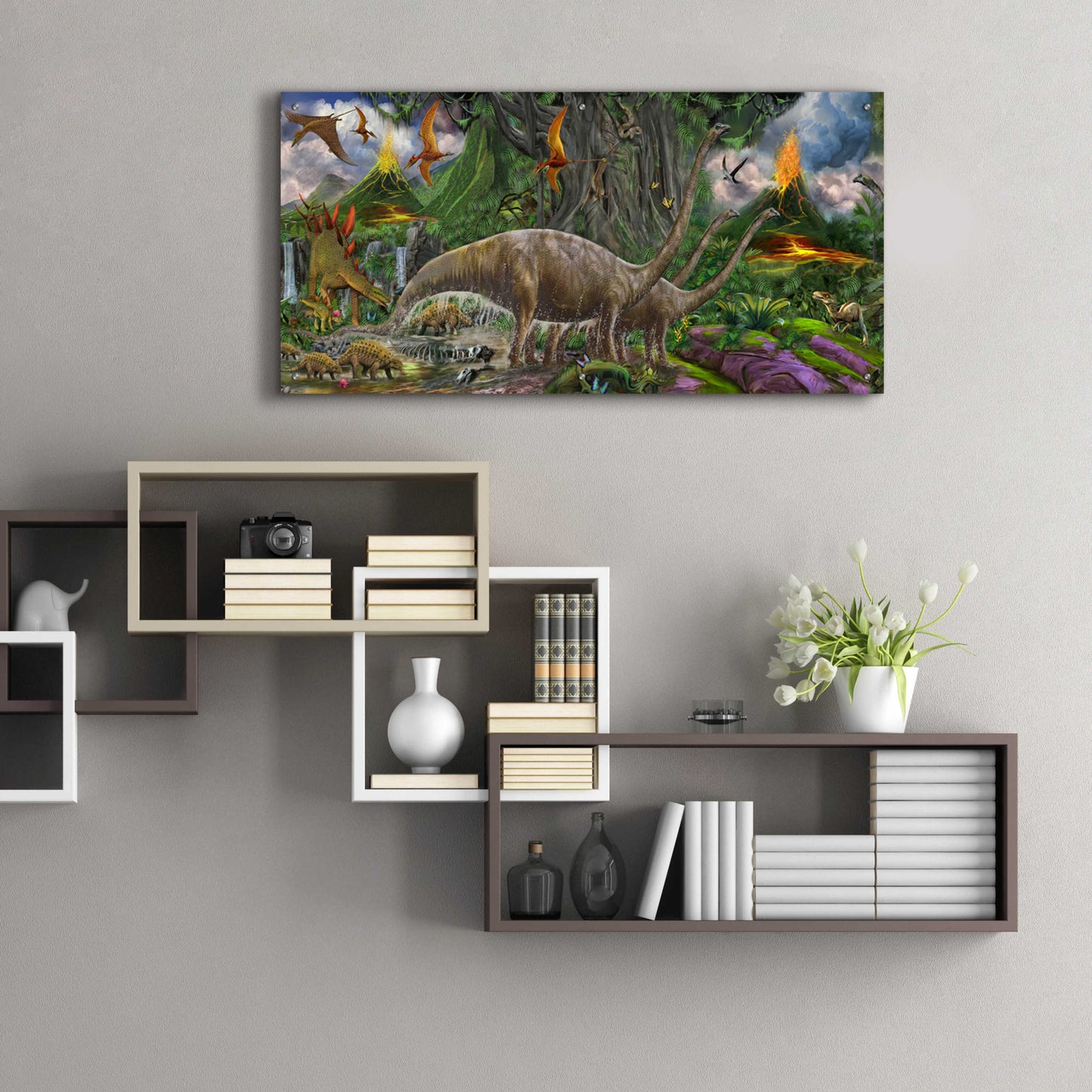 Epic Art 'Brontosaurus View' by Enright, Acrylic Glass Wall Art,48x24