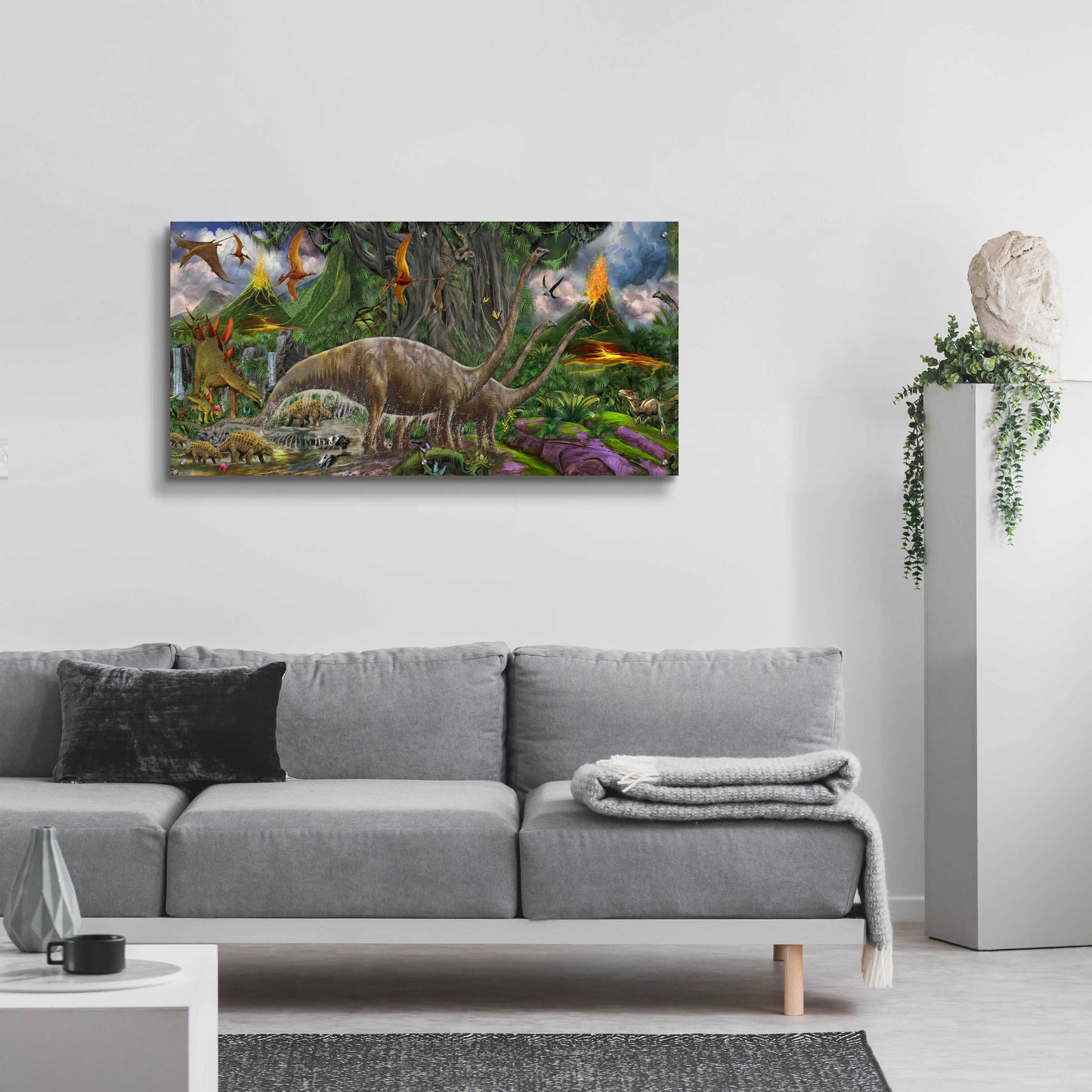 Epic Art 'Brontosaurus View' by Enright, Acrylic Glass Wall Art,48x24