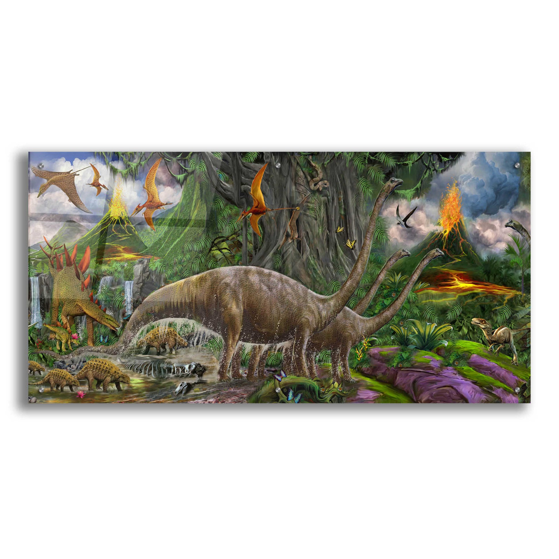 Epic Art 'Brontosaurus View' by Enright, Acrylic Glass Wall Art,48x24