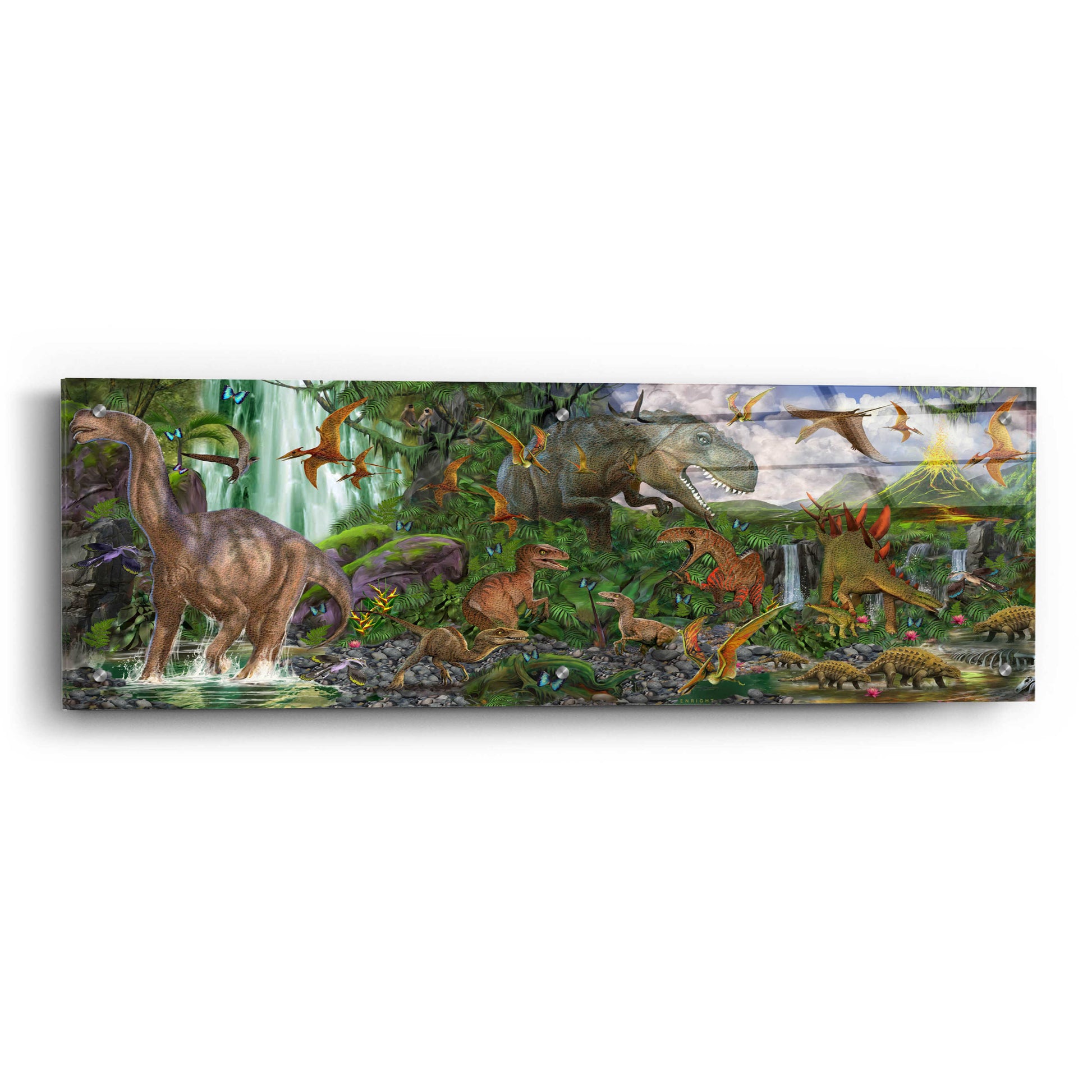 Epic Art 'Jurassic Quest' by Enright, Acrylic Glass Wall Art,36x12