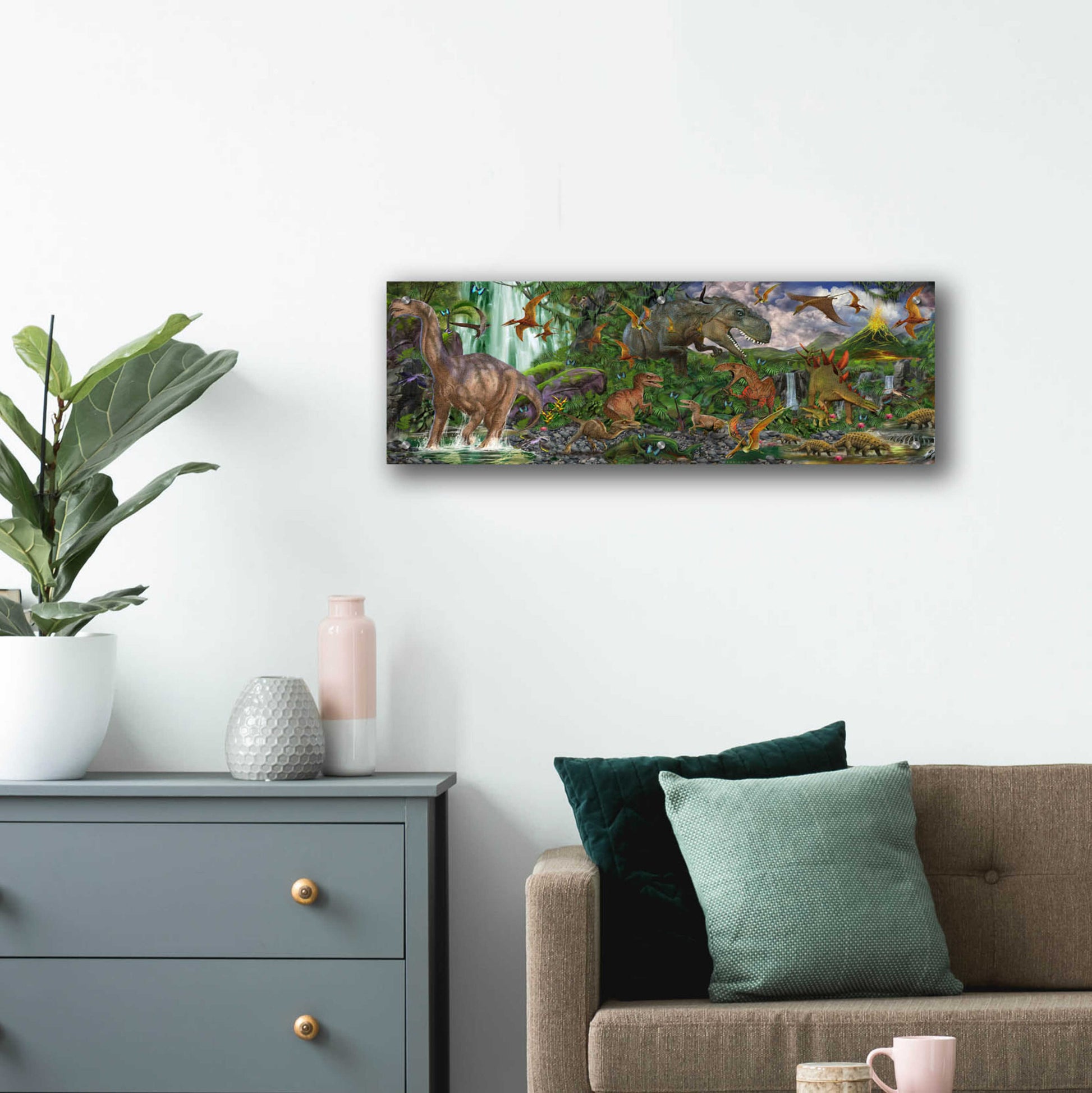 Epic Art 'Jurassic Quest' by Enright, Acrylic Glass Wall Art,36x12