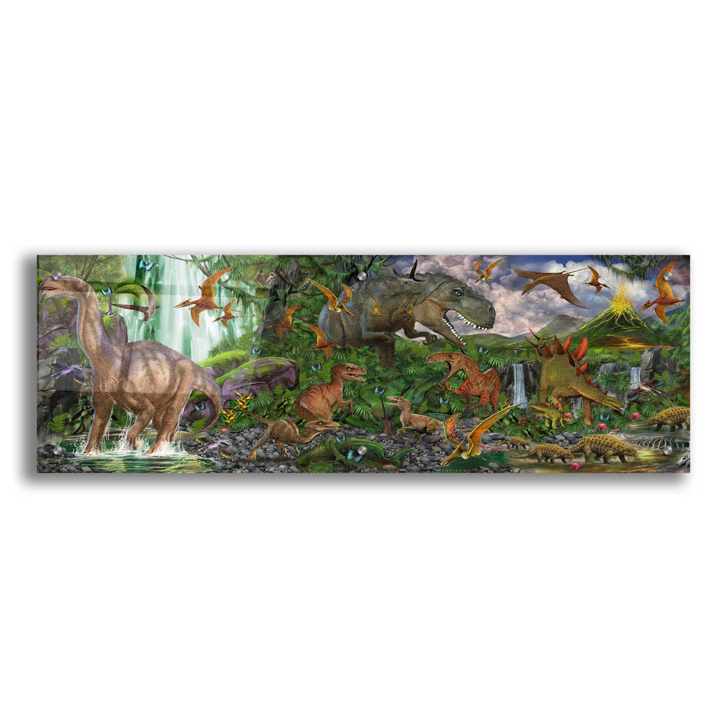 Epic Art 'Jurassic Quest' by Enright, Acrylic Glass Wall Art,36x12