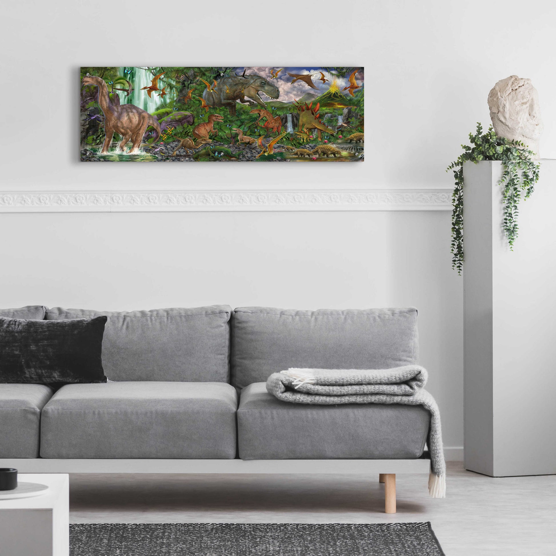 Epic Art 'Jurassic Quest' by Enright, Acrylic Glass Wall Art,48x16