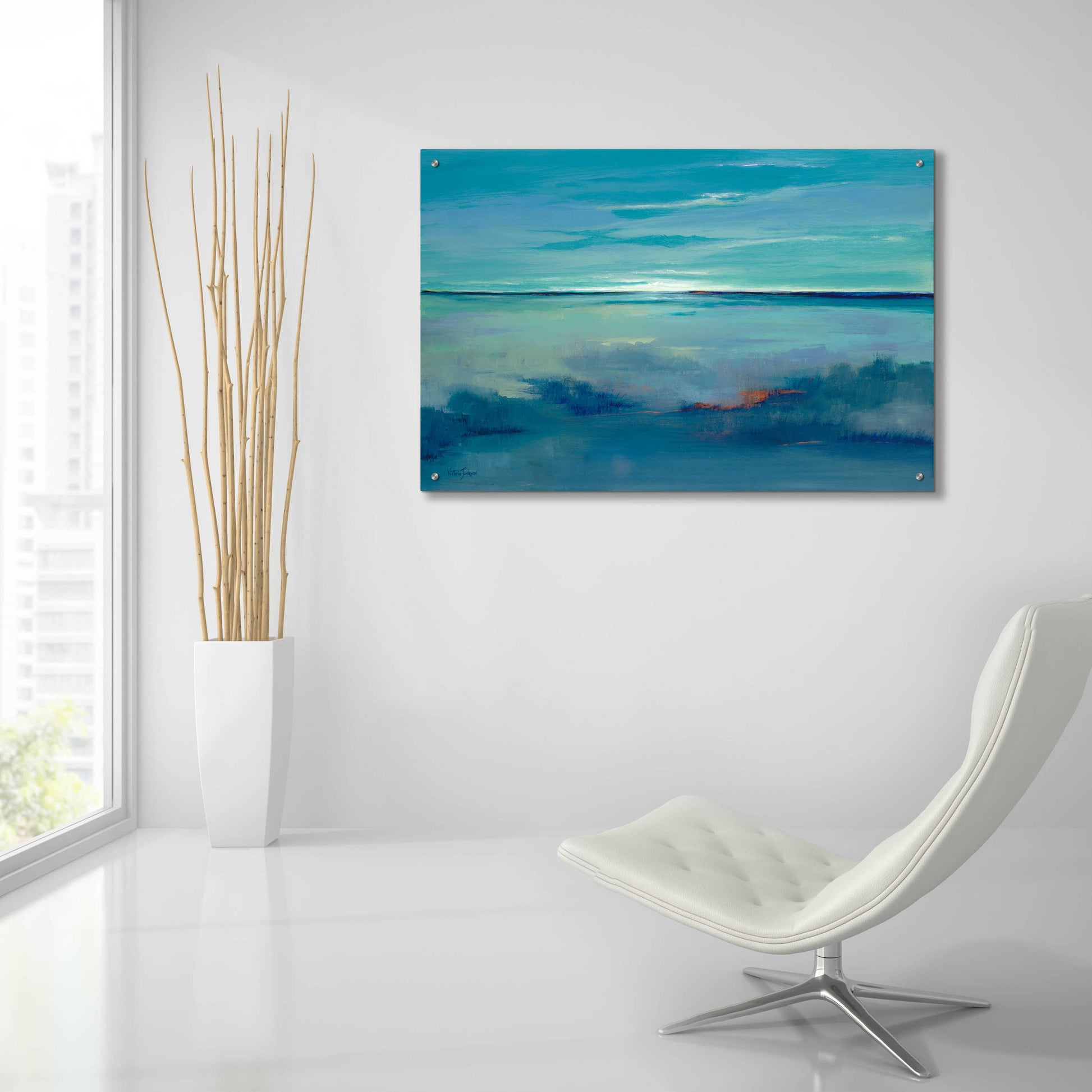 Epic Art 'Blue Ciel' by Victoria Jackson, Acrylic Glass Wall Art,36x24