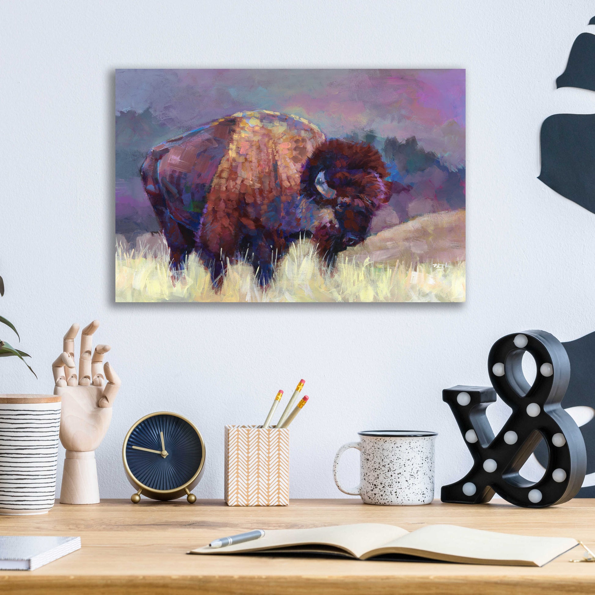 Epic Art 'Buffalo Roam' by Robert Jackson, Acrylic Glass Wall Art,16x12