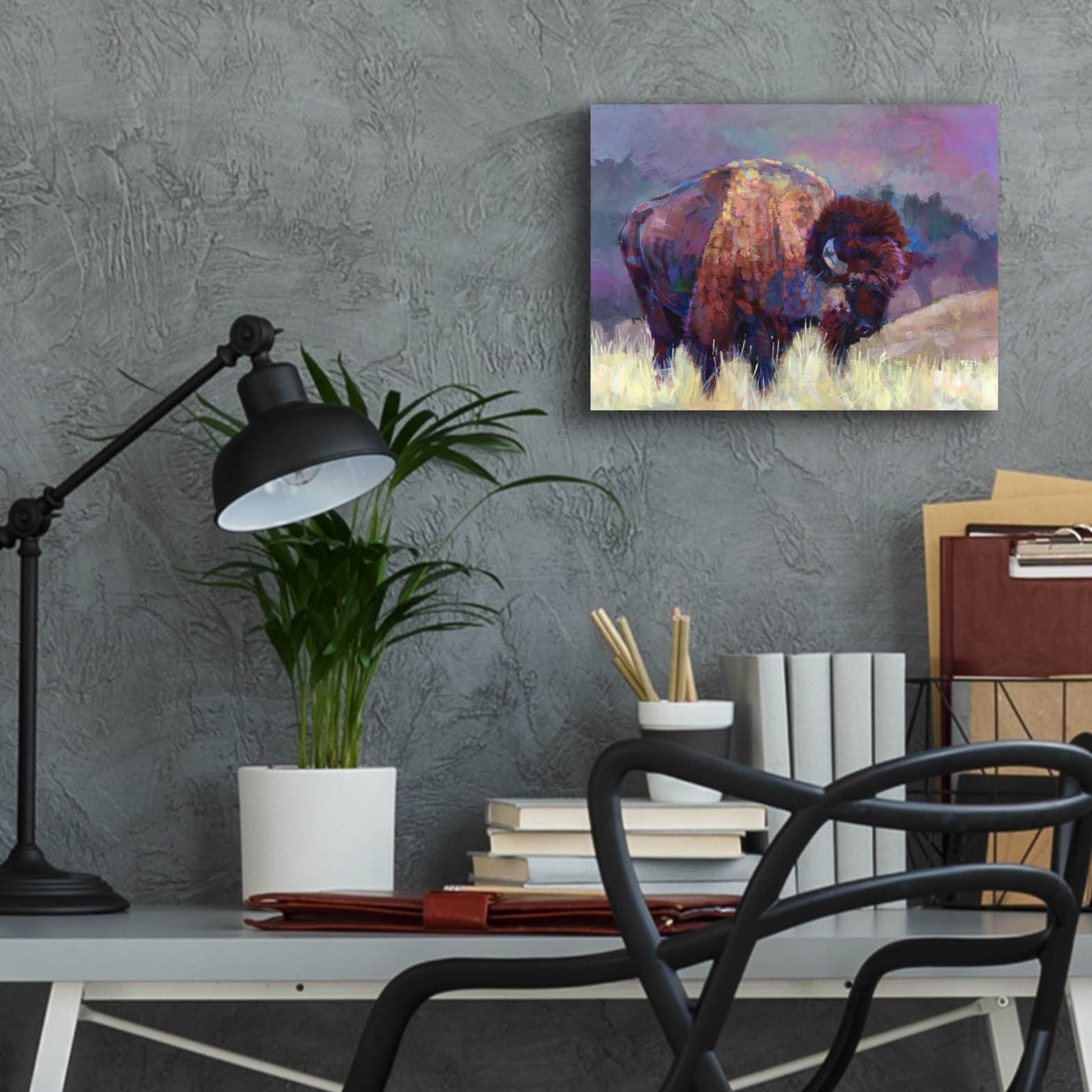 Epic Art 'Buffalo Roam' by Robert Jackson, Acrylic Glass Wall Art,16x12