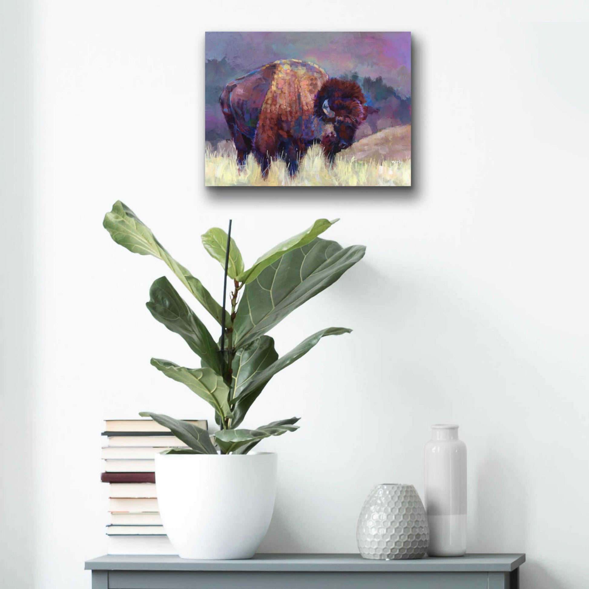 Epic Art 'Buffalo Roam' by Robert Jackson, Acrylic Glass Wall Art,16x12