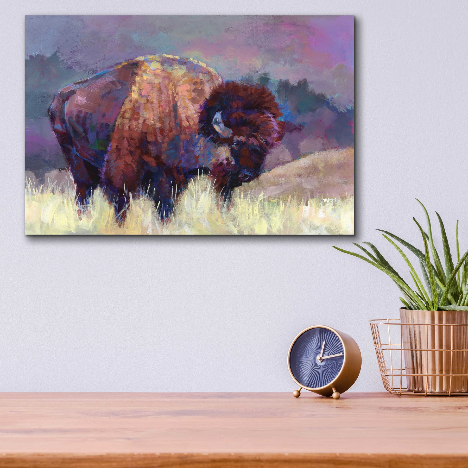 Epic Art 'Buffalo Roam' by Robert Jackson, Acrylic Glass Wall Art,16x12