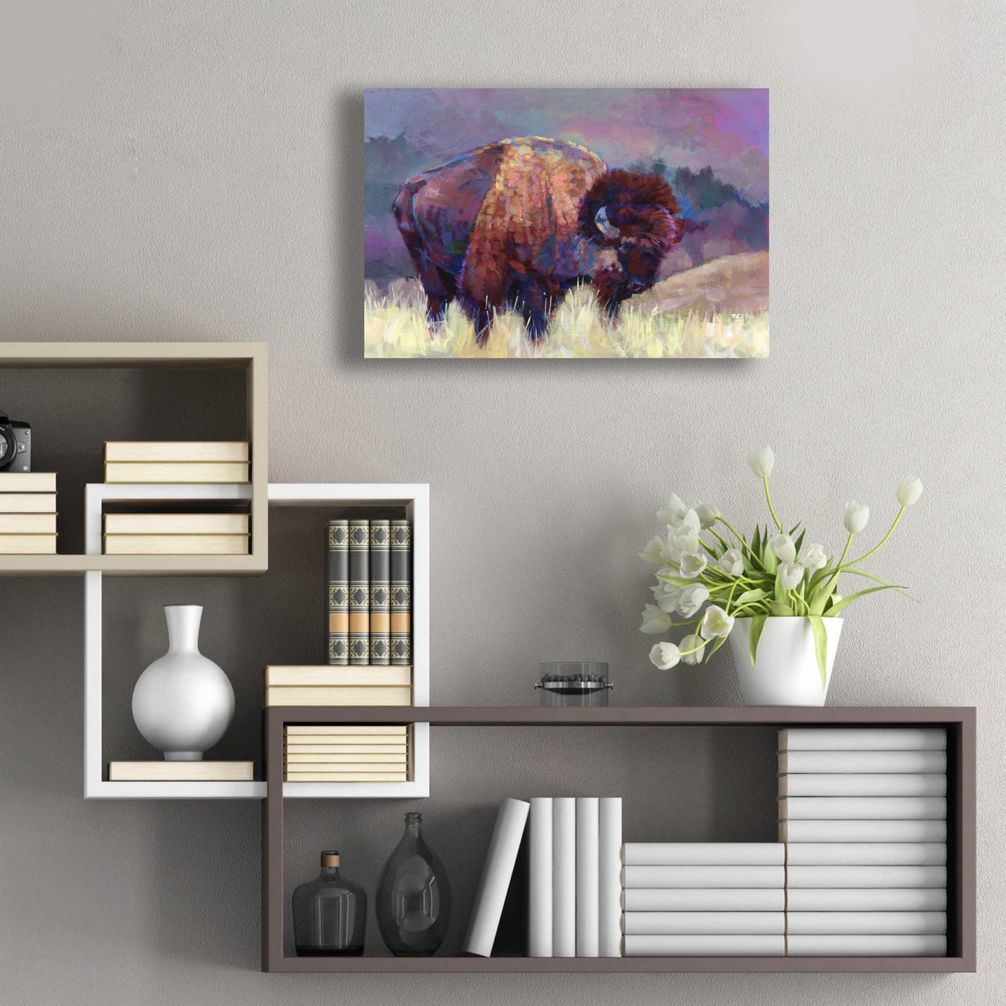 Epic Art 'Buffalo Roam' by Robert Jackson, Acrylic Glass Wall Art,24x16