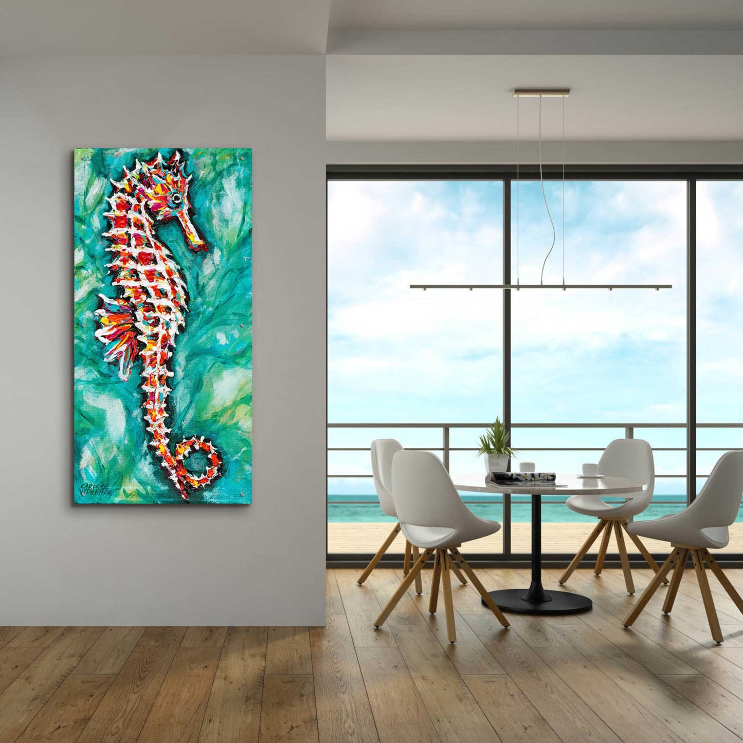 Epic Art 'Radiant Seahorses I' by Carolee Vitaletti, Acrylic Glass Wall Art,24x48