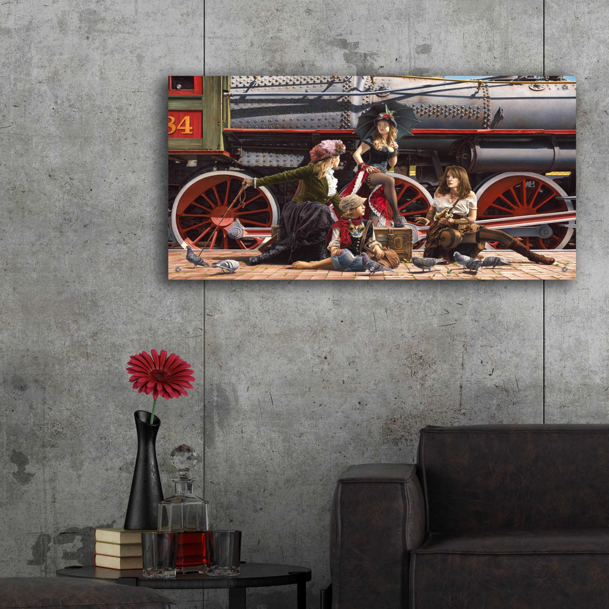 Epic Art 'Last Train for the Coast' by Paul Kelley, Acrylic Glass Wall Art,48x24