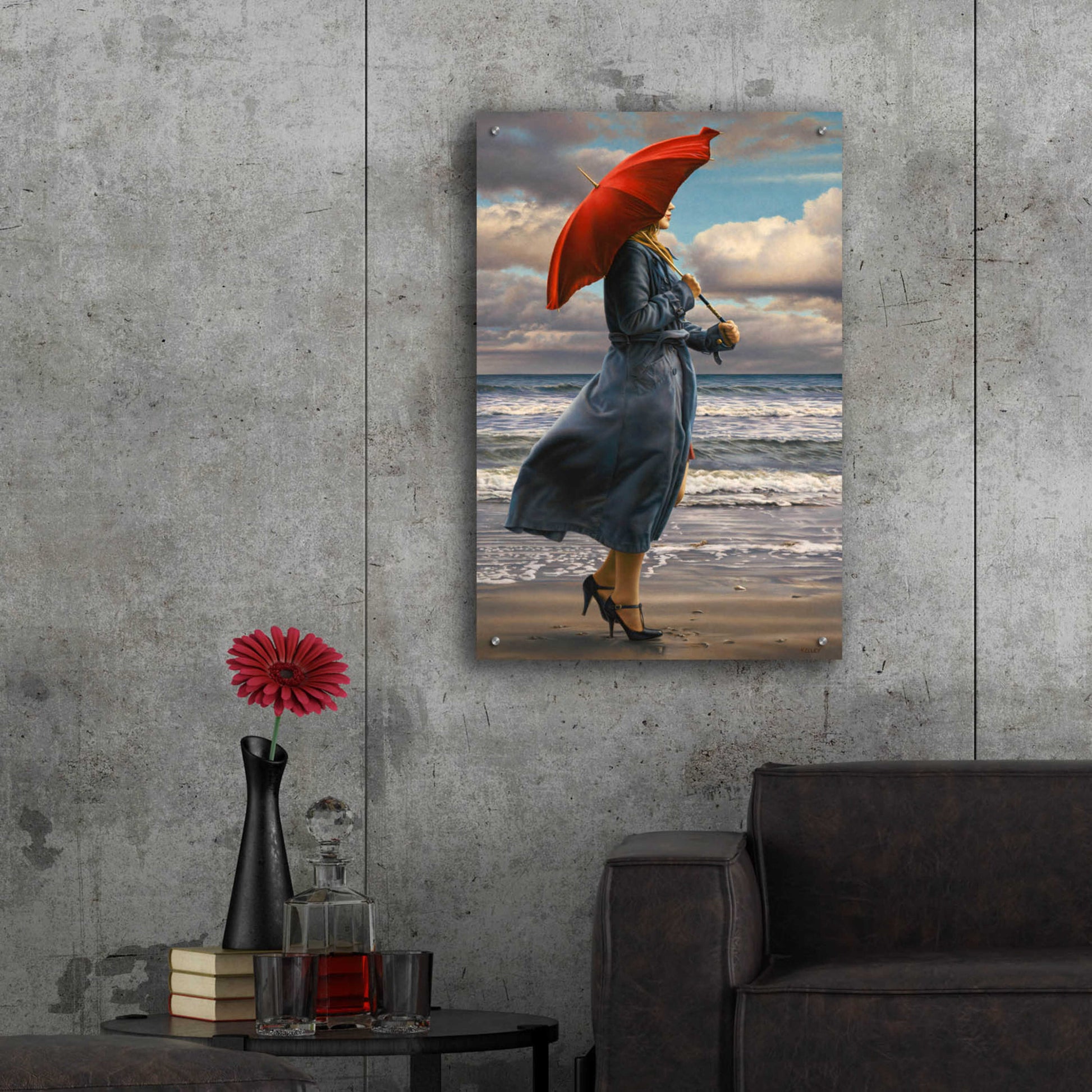 Epic Art 'Red Umbrella' by Paul Kelley, Acrylic Glass Wall Art,24x36