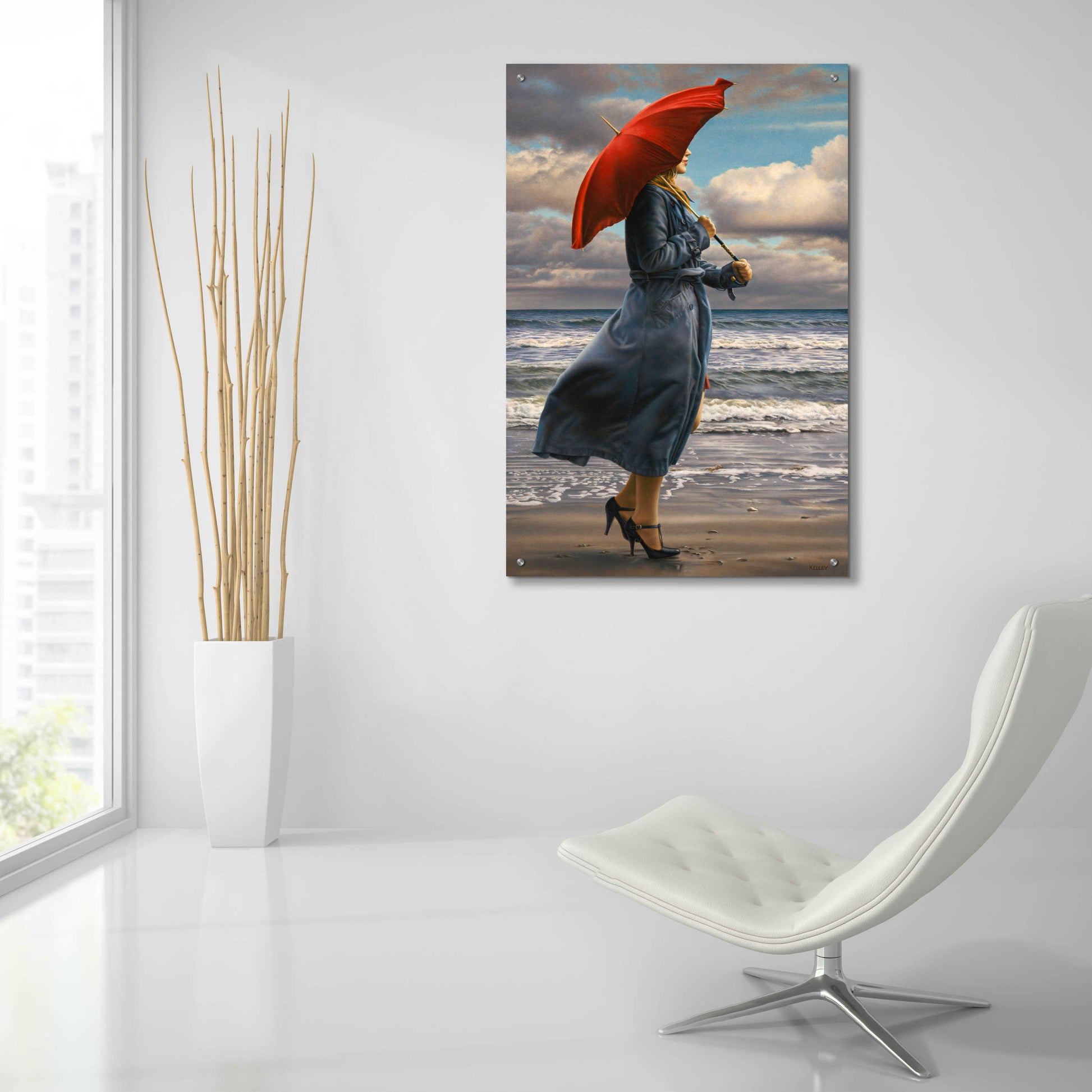 Epic Art 'Red Umbrella' by Paul Kelley, Acrylic Glass Wall Art,24x36