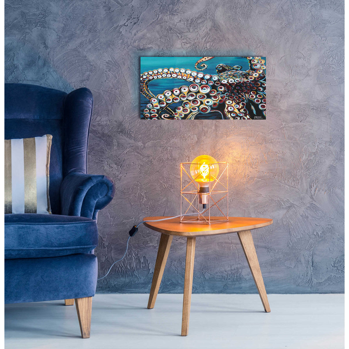 Epic Art 'Wild Octopus I' by Carolee Vitaletti, Acrylic Glass Wall Art,24x12
