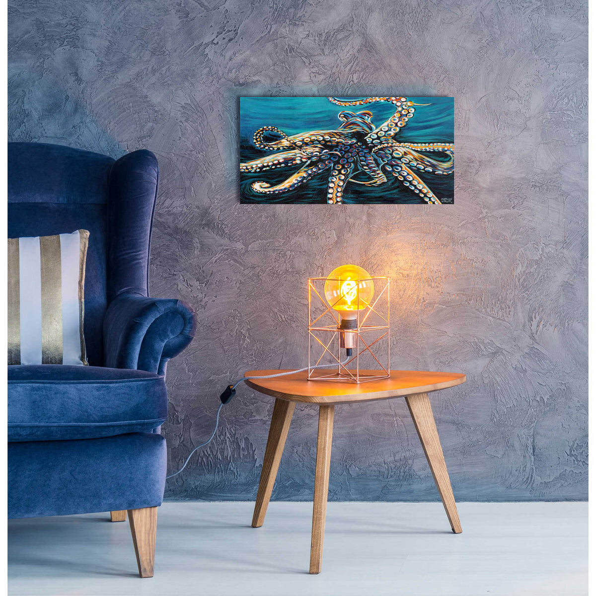 Epic Art 'Wild Octopus II' by Carolee Vitaletti, Acrylic Glass Wall Art,24x12
