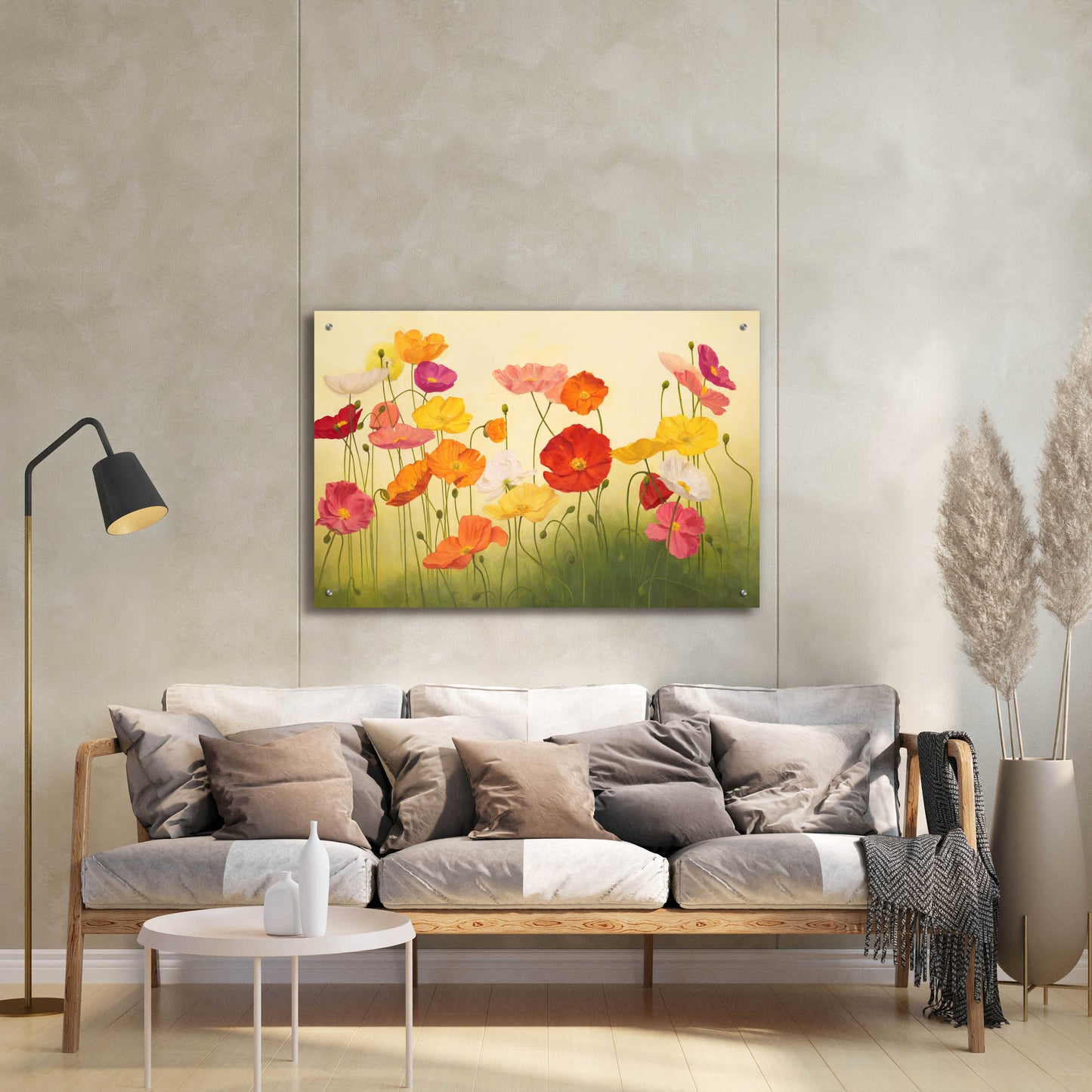 Epic Art 'Sunlit Poppies' by Janelle Kroner, Acrylic Glass Wall Art,36x24