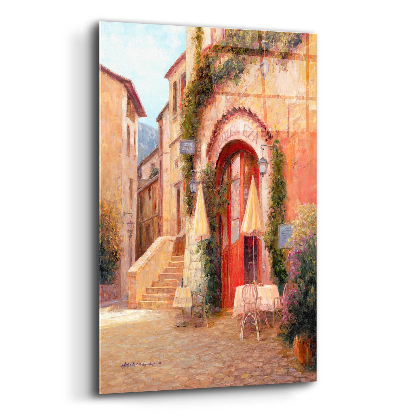 Epic Art 'Eze Village Café France' by Haixia Liu, Acrylic Glass Wall Art,12x16