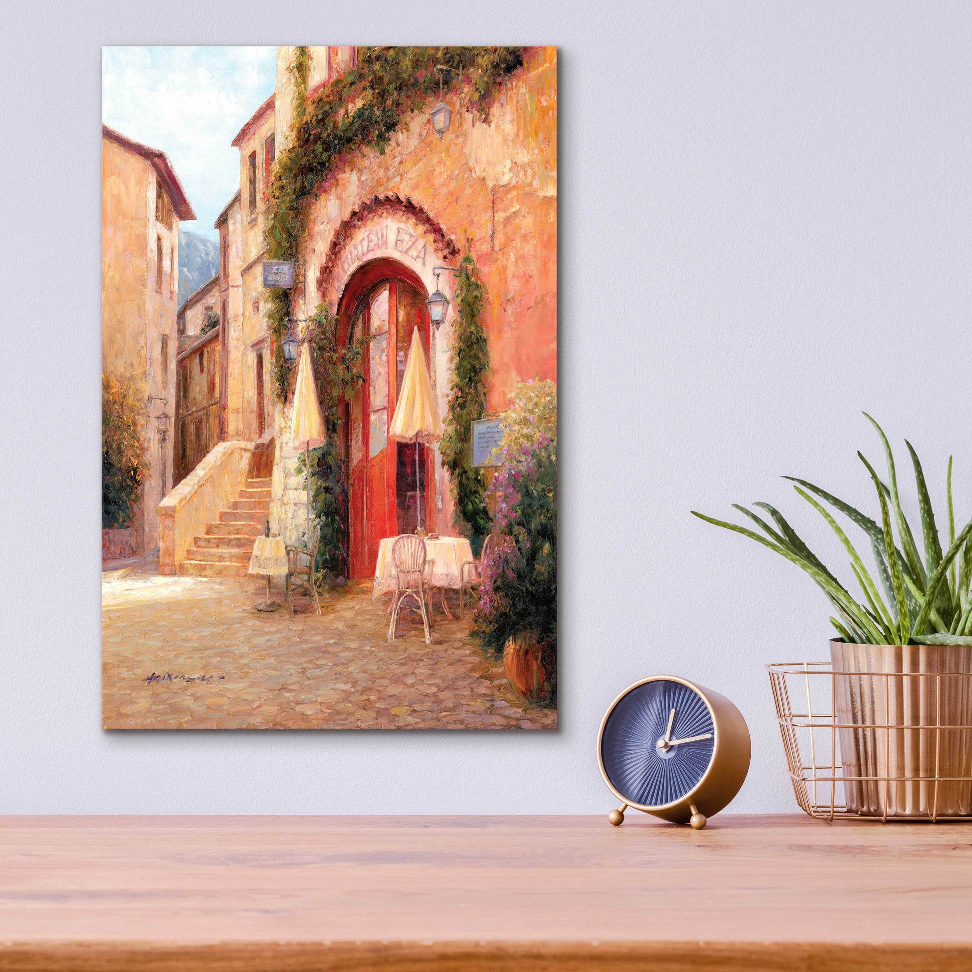 Epic Art 'Eze Village Café France' by Haixia Liu, Acrylic Glass Wall Art,12x16