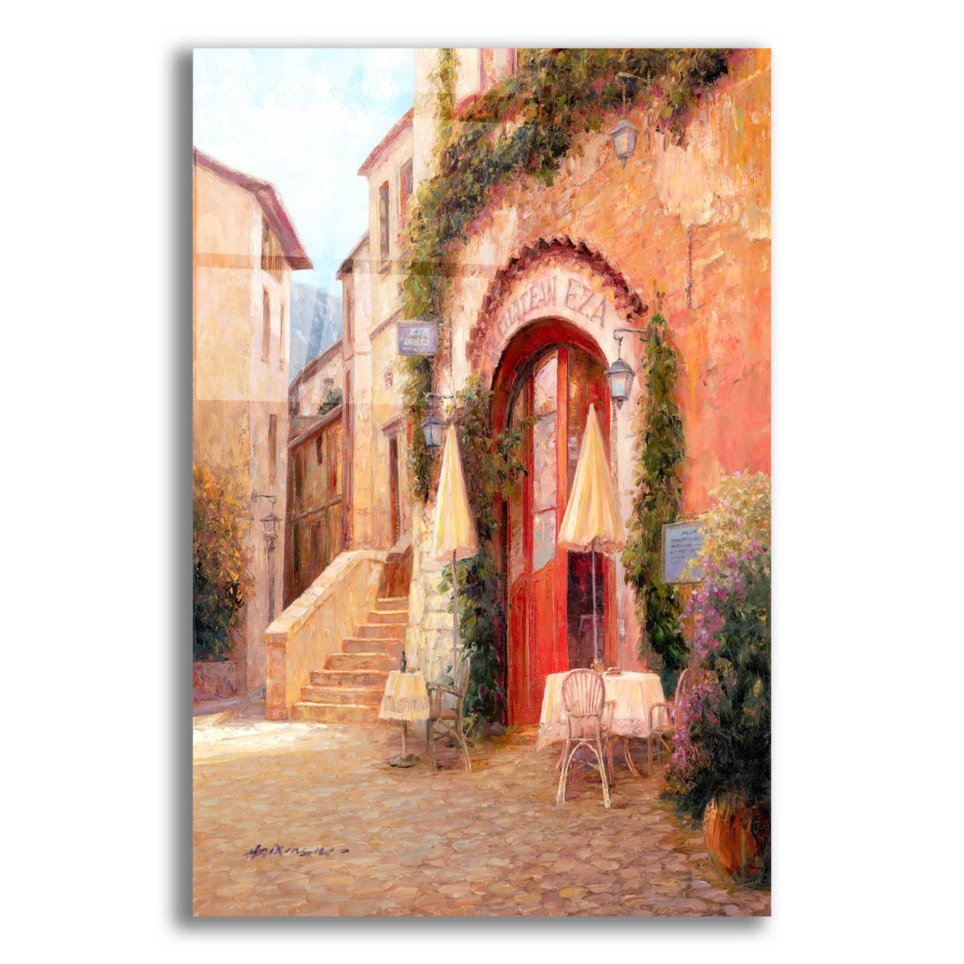 Epic Art 'Eze Village Café France' by Haixia Liu, Acrylic Glass Wall Art,12x16