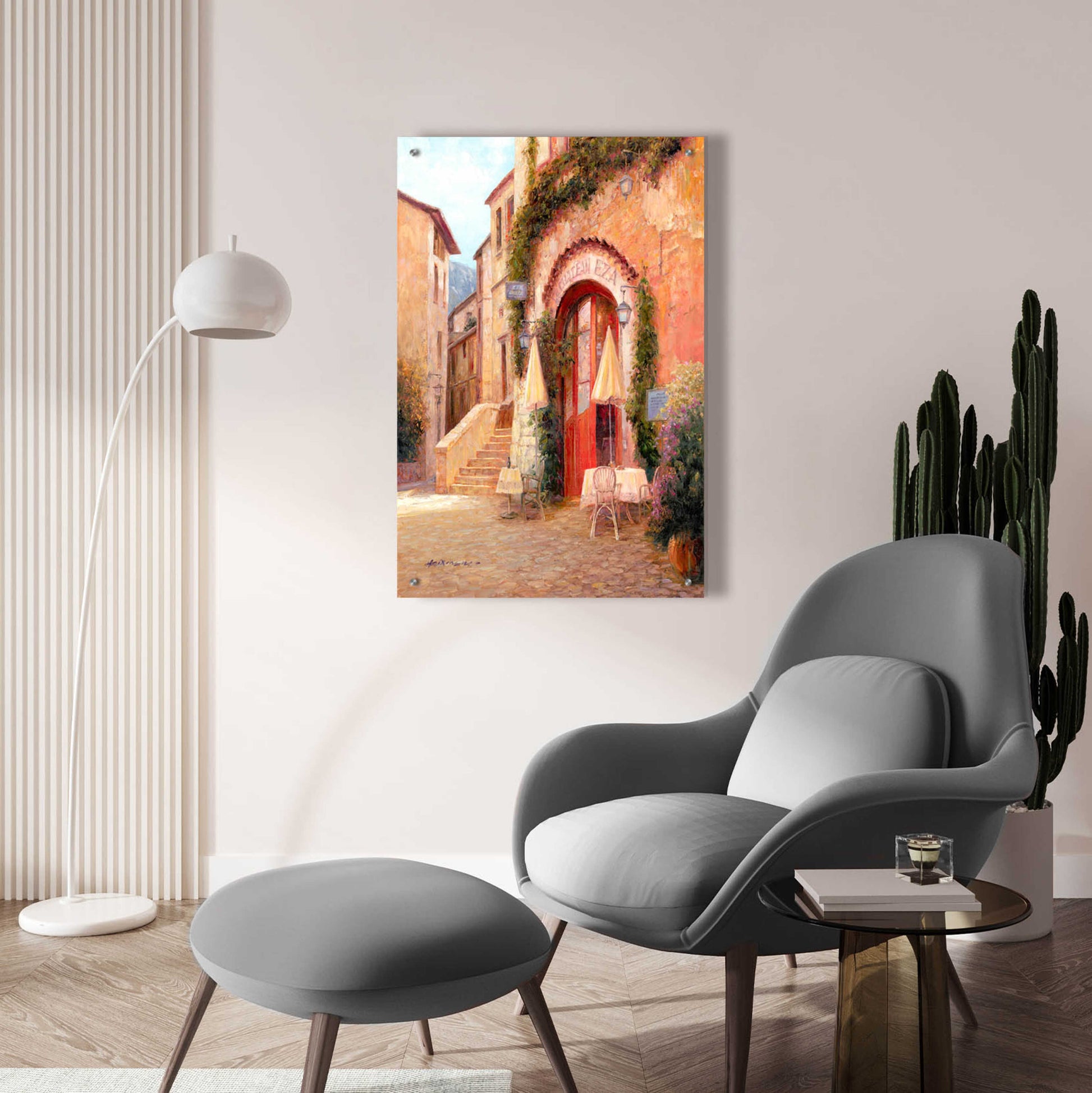 Epic Art 'Eze Village Café France' by Haixia Liu, Acrylic Glass Wall Art,24x36