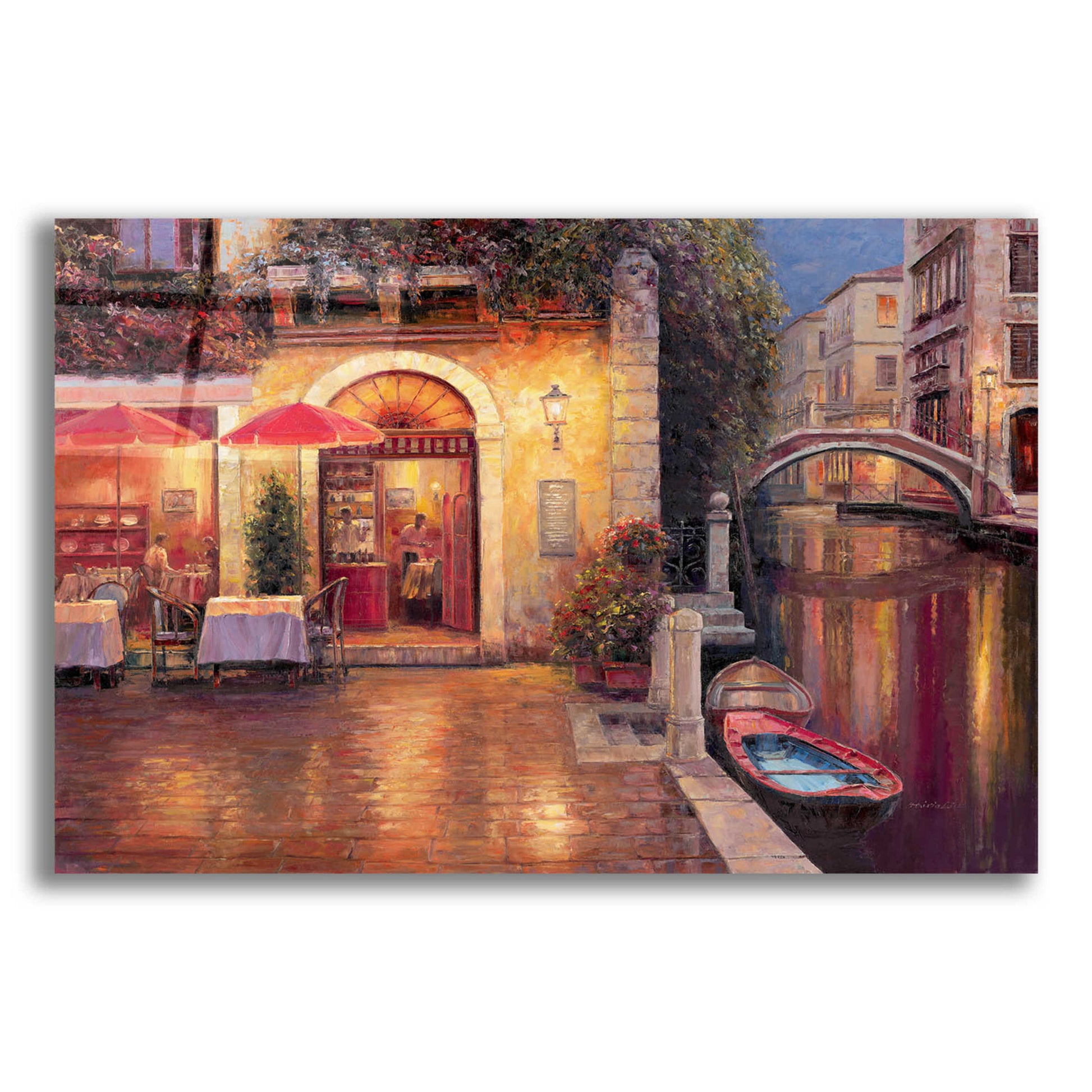 Epic Art 'Night Café after Rain' by Haixia Liu, Acrylic Glass Wall Art,16x12