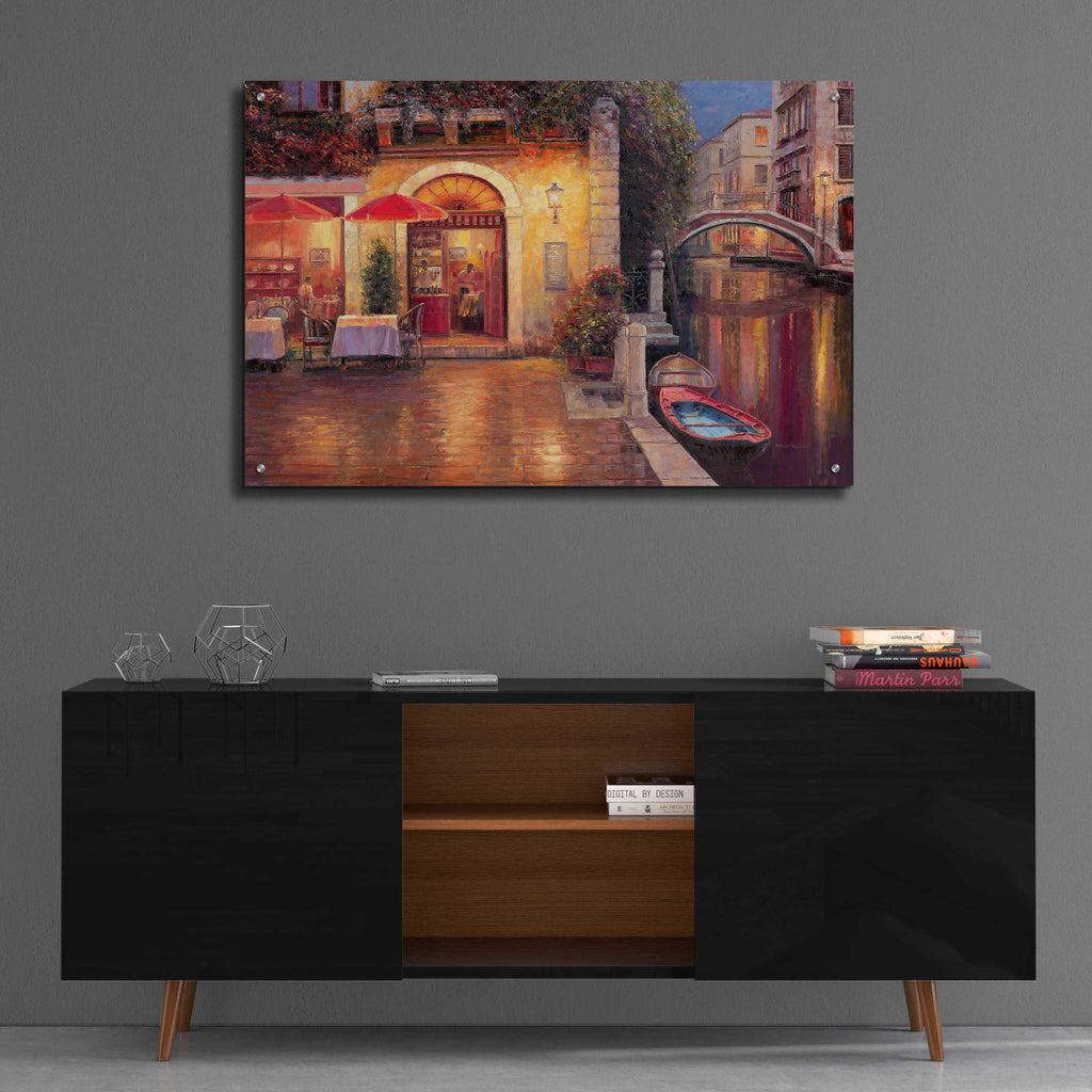 Epic Art 'Night Café after Rain' by Haixia Liu, Acrylic Glass Wall Art,36x24