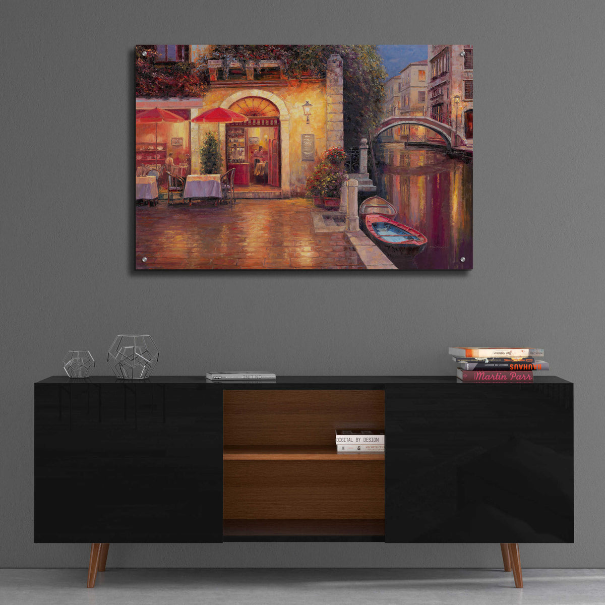 Epic Art 'Night Café after Rain' by Haixia Liu, Acrylic Glass Wall Art,36x24
