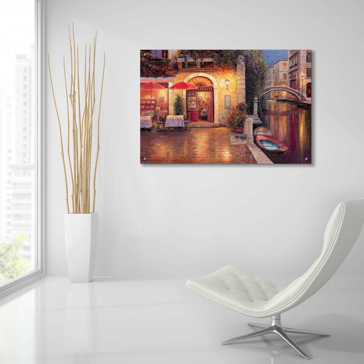 Epic Art 'Night Café after Rain' by Haixia Liu, Acrylic Glass Wall Art,36x24