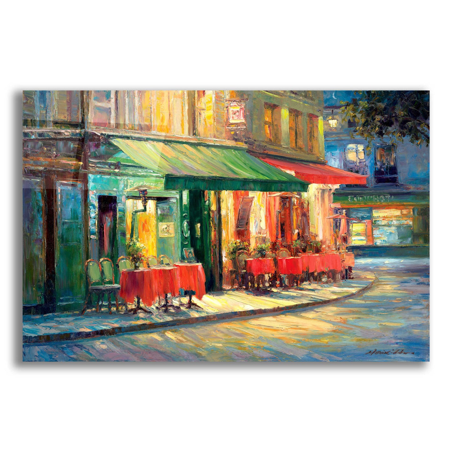 Epic Art 'Red & Green Café' by Haixia Liu, Acrylic Glass Wall Art,16x12