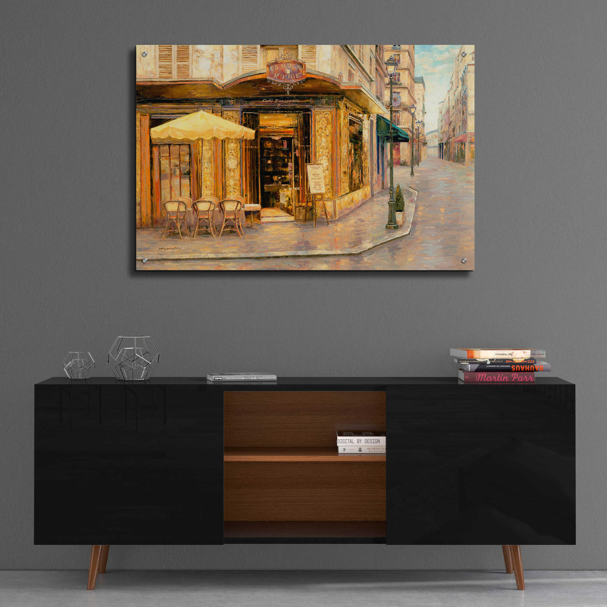 Epic Art 'Red House Café' by Haixia Liu, Acrylic Glass Wall Art,36x24