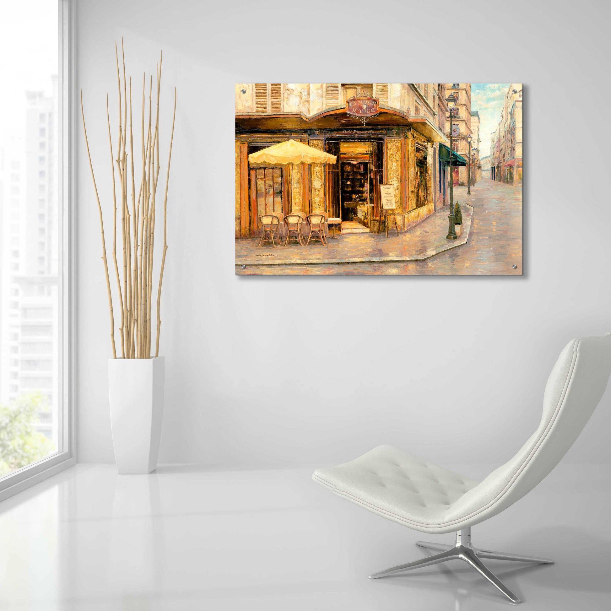 Epic Art 'Red House Café' by Haixia Liu, Acrylic Glass Wall Art,36x24