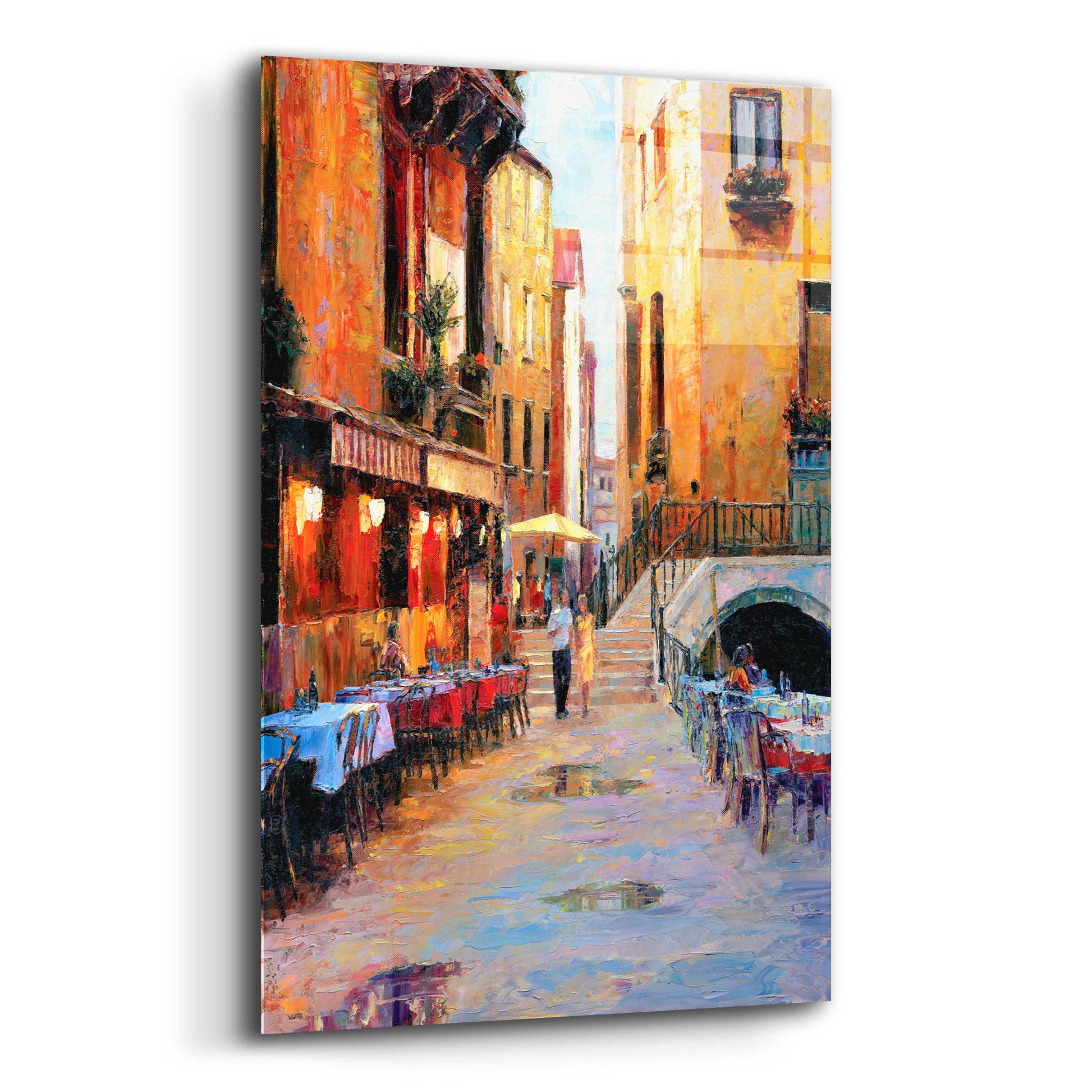 Epic Art 'Street Café after Rain' by Haixia Liu, Acrylic Glass Wall Art,12x16