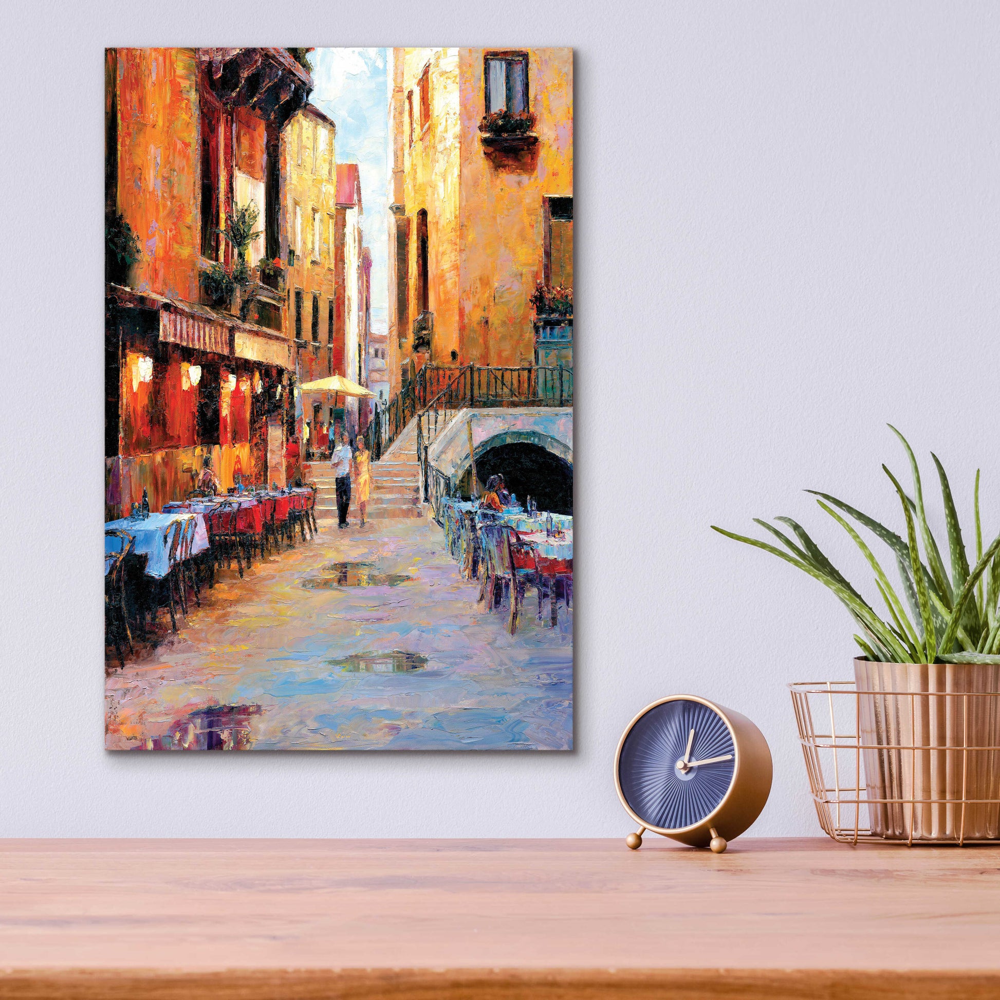 Epic Art 'Street Café after Rain' by Haixia Liu, Acrylic Glass Wall Art,12x16