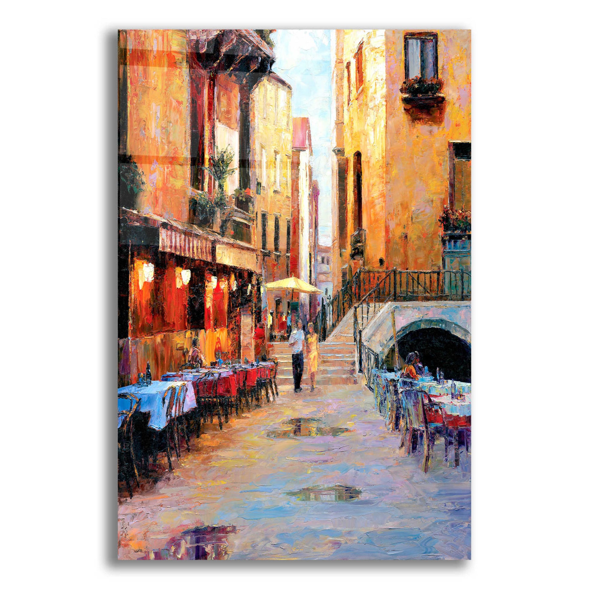 Epic Art 'Street Café after Rain' by Haixia Liu, Acrylic Glass Wall Art,12x16