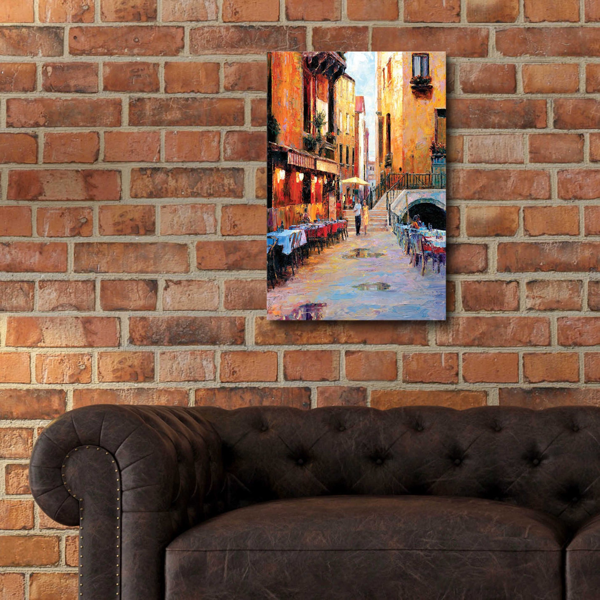 Epic Art 'Street Café after Rain' by Haixia Liu, Acrylic Glass Wall Art,16x24