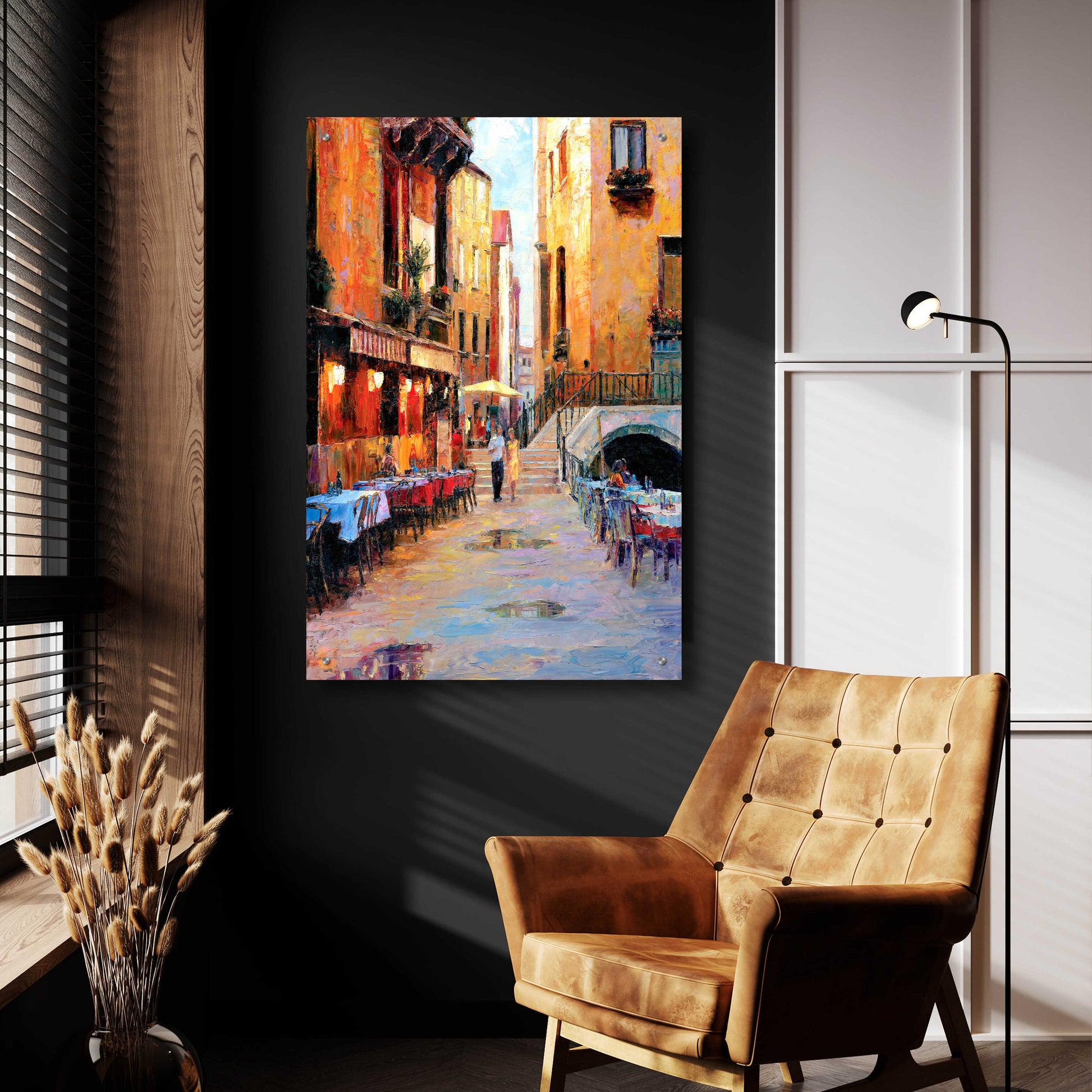 Epic Art 'Street Café after Rain' by Haixia Liu, Acrylic Glass Wall Art,24x36