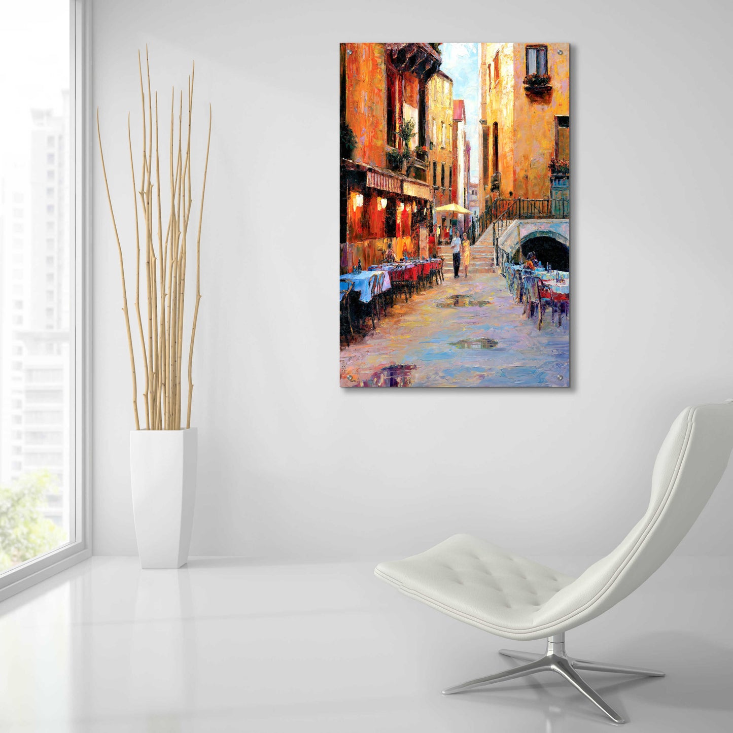 Epic Art 'Street Café after Rain' by Haixia Liu, Acrylic Glass Wall Art,24x36