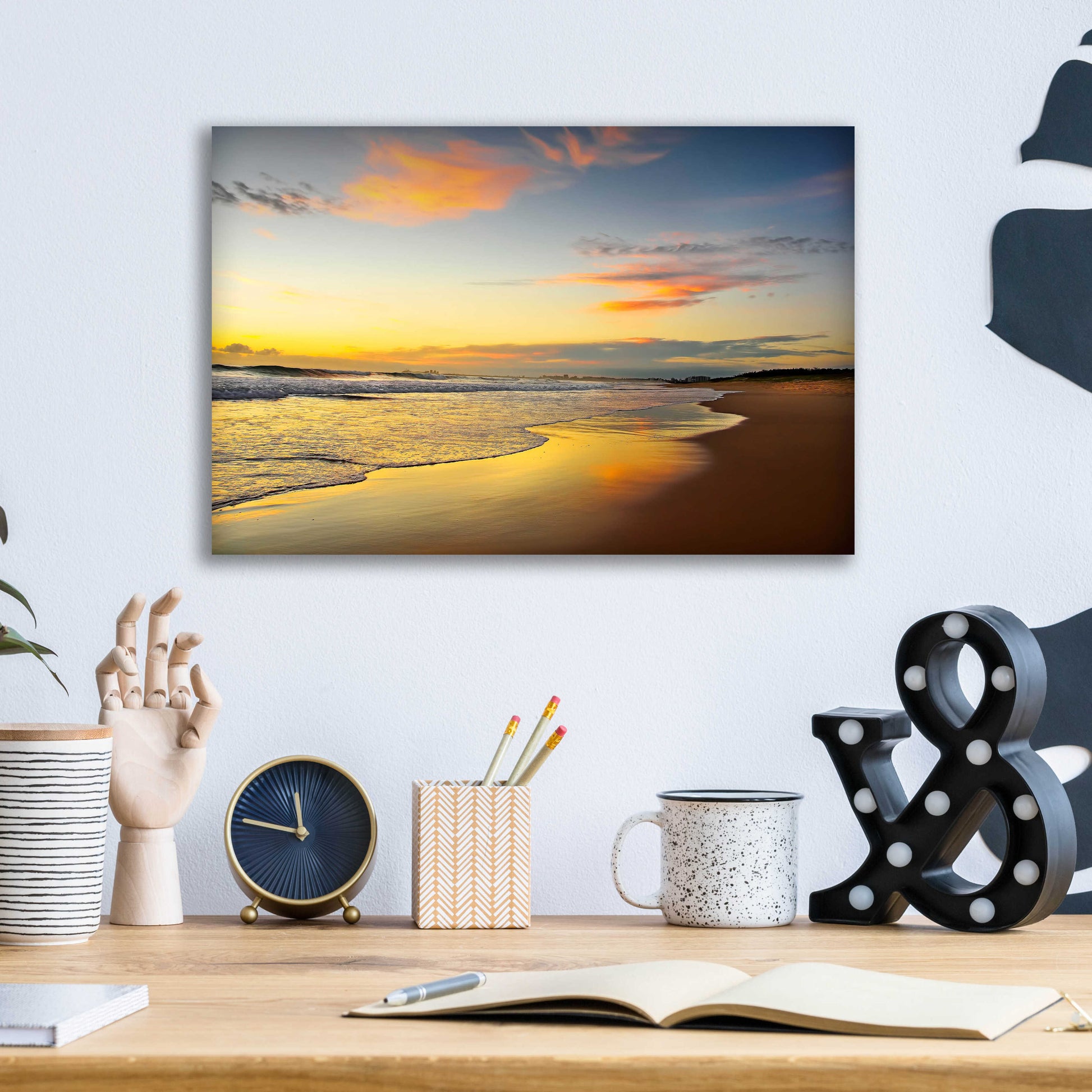 Epic Art 'Beach Dawn' by Tracie Louise, Acrylic Glass Wall Art,16x12