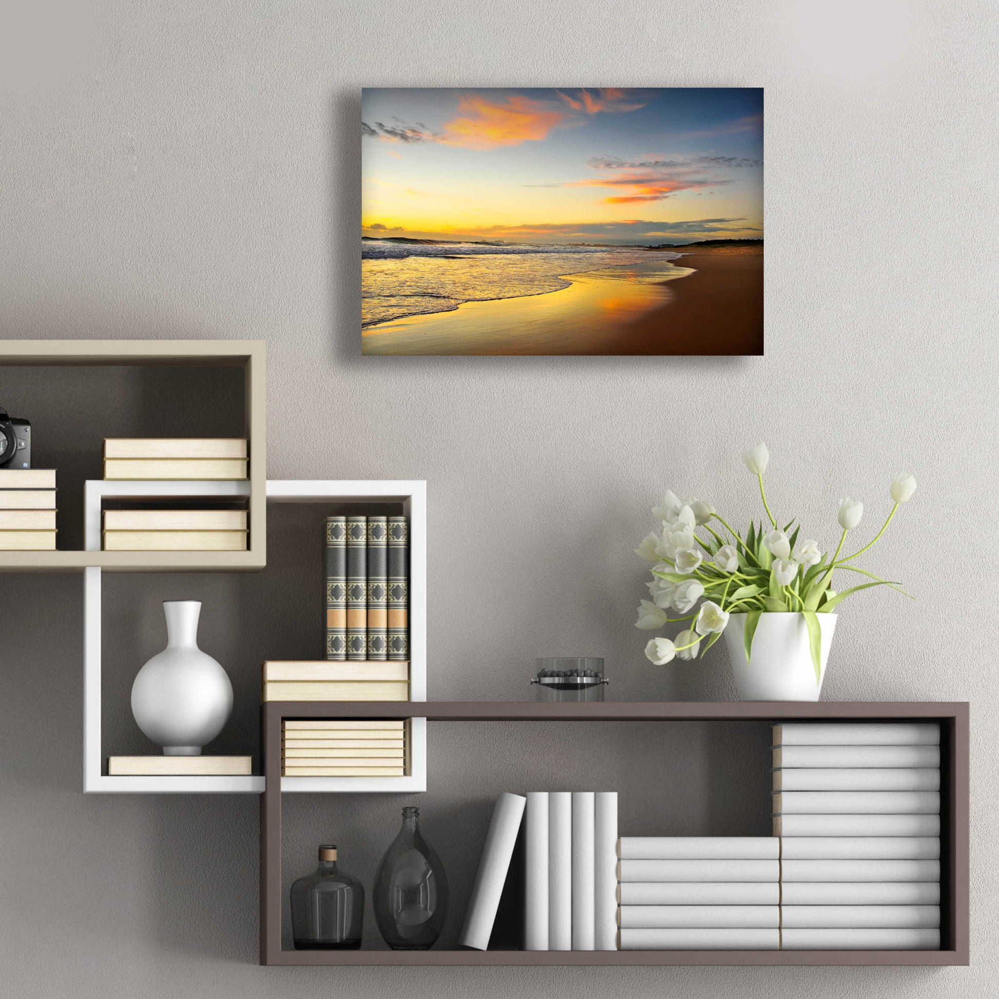 Epic Art 'Beach Dawn' by Tracie Louise, Acrylic Glass Wall Art,24x16