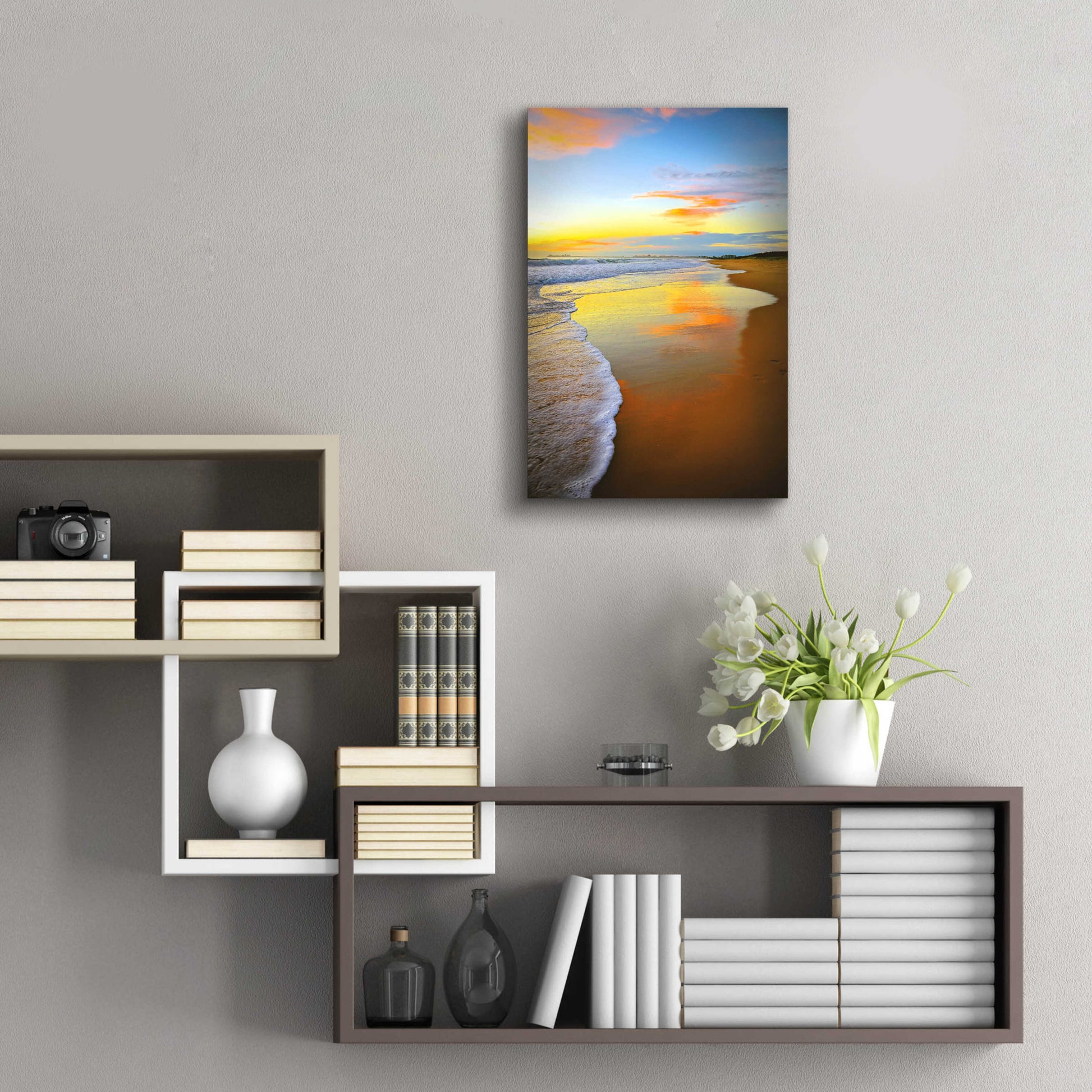 Epic Art 'Beach Sunrise' by Tracie Louise, Acrylic Glass Wall Art,16x24