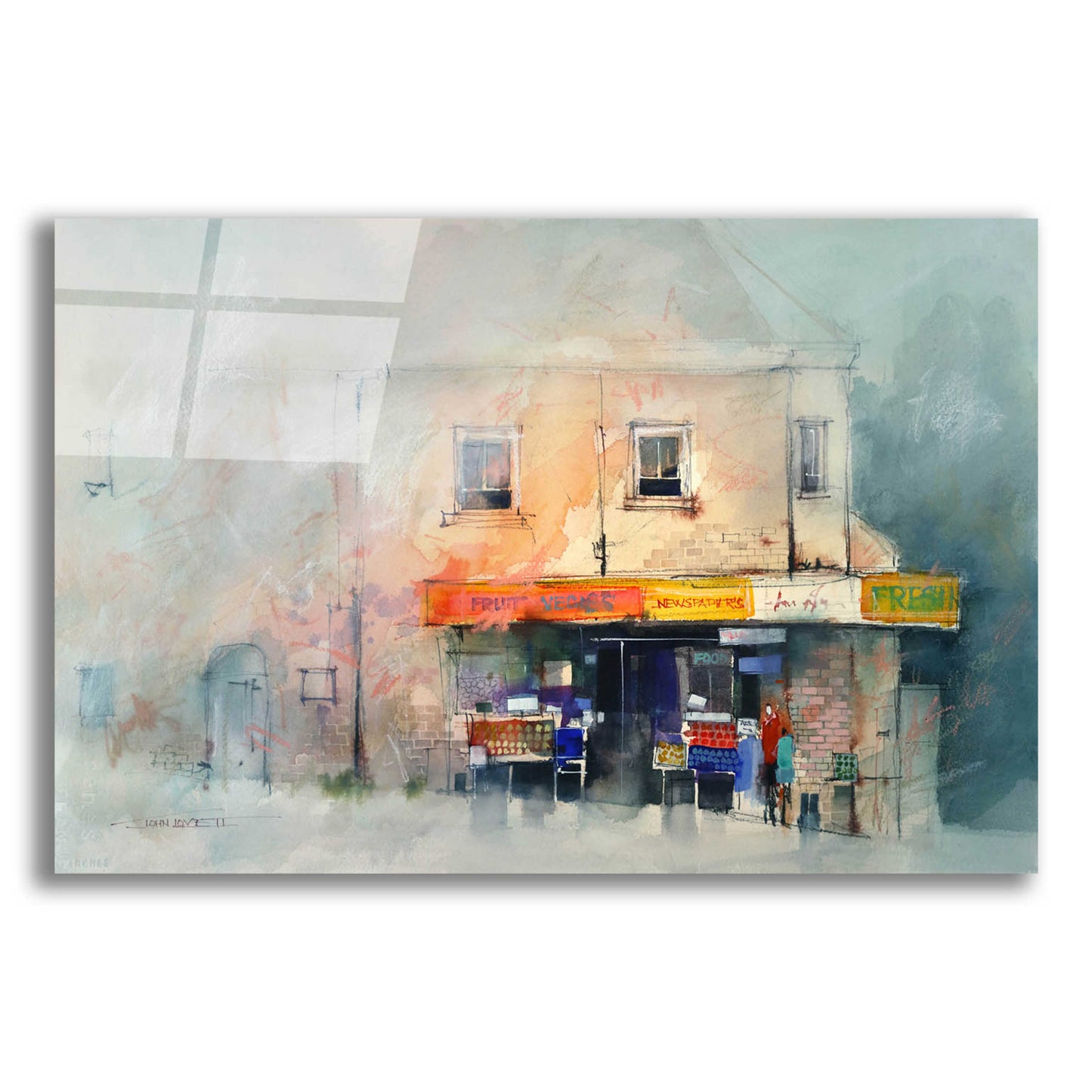 Epic Art 'Corner Store' by John Lovett, Acrylic Glass Wall Art,16x12