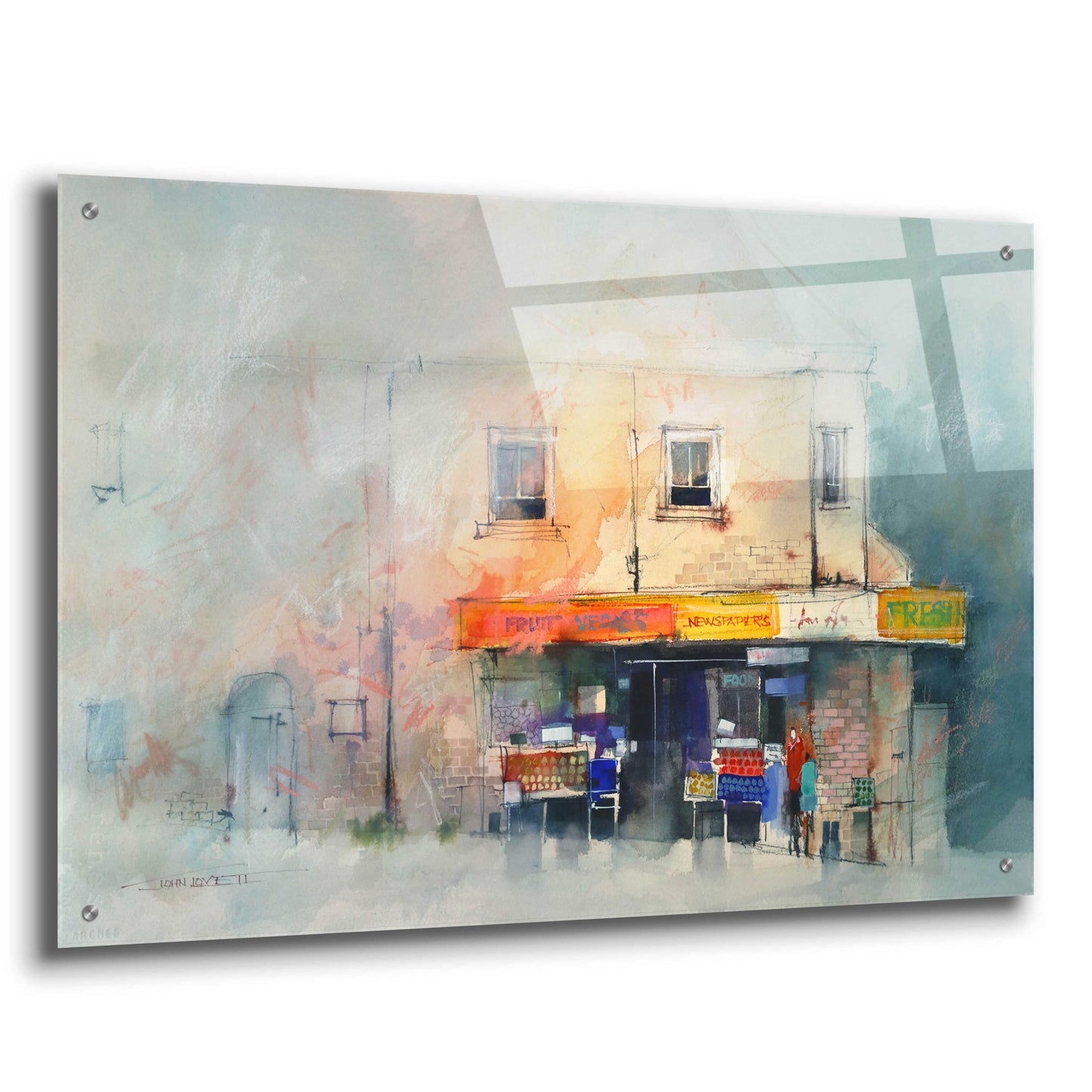 Epic Art 'Corner Store' by John Lovett, Acrylic Glass Wall Art,36x24