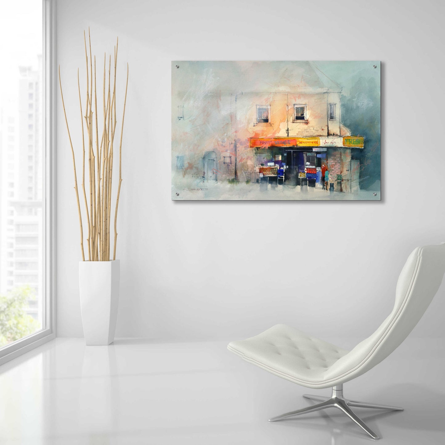 Epic Art 'Corner Store' by John Lovett, Acrylic Glass Wall Art,36x24